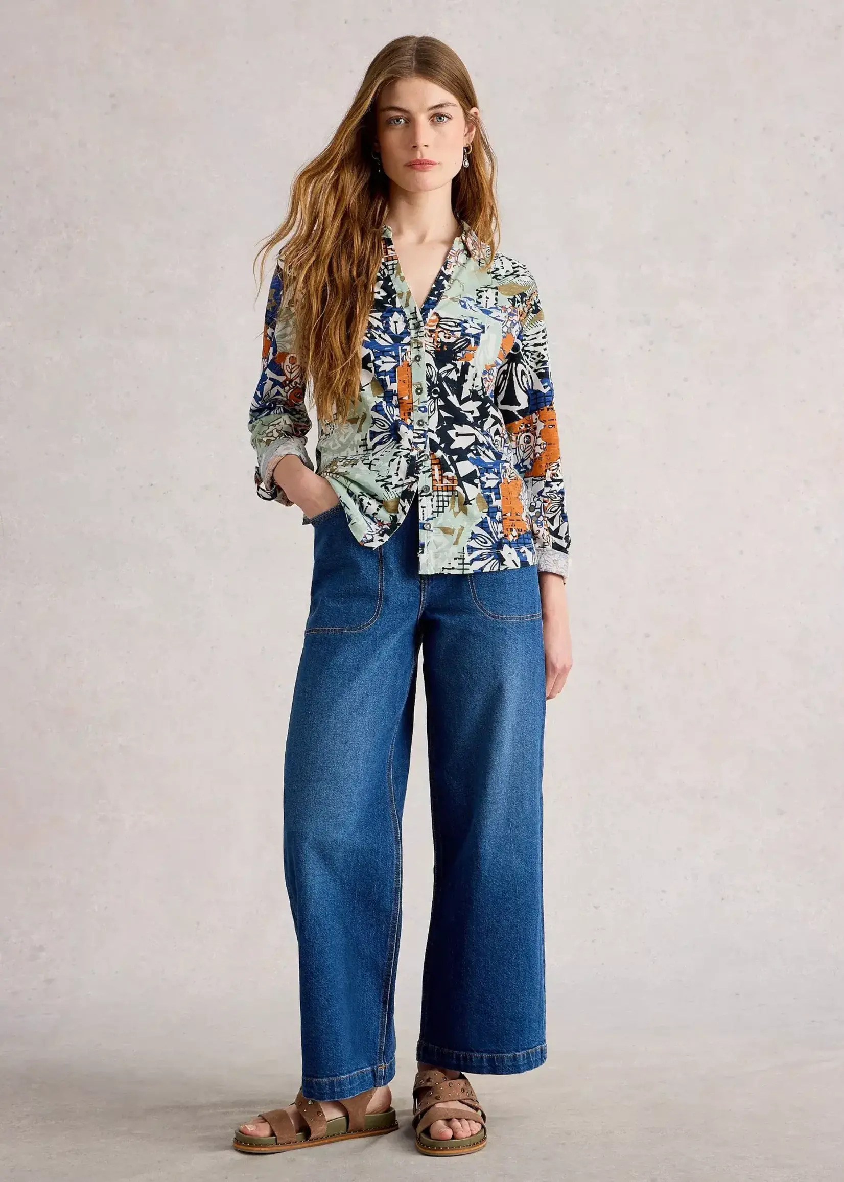 WHITE STUFF WHITE STUFF ANNIE JERSEY SHIRT ORANGE MULTI