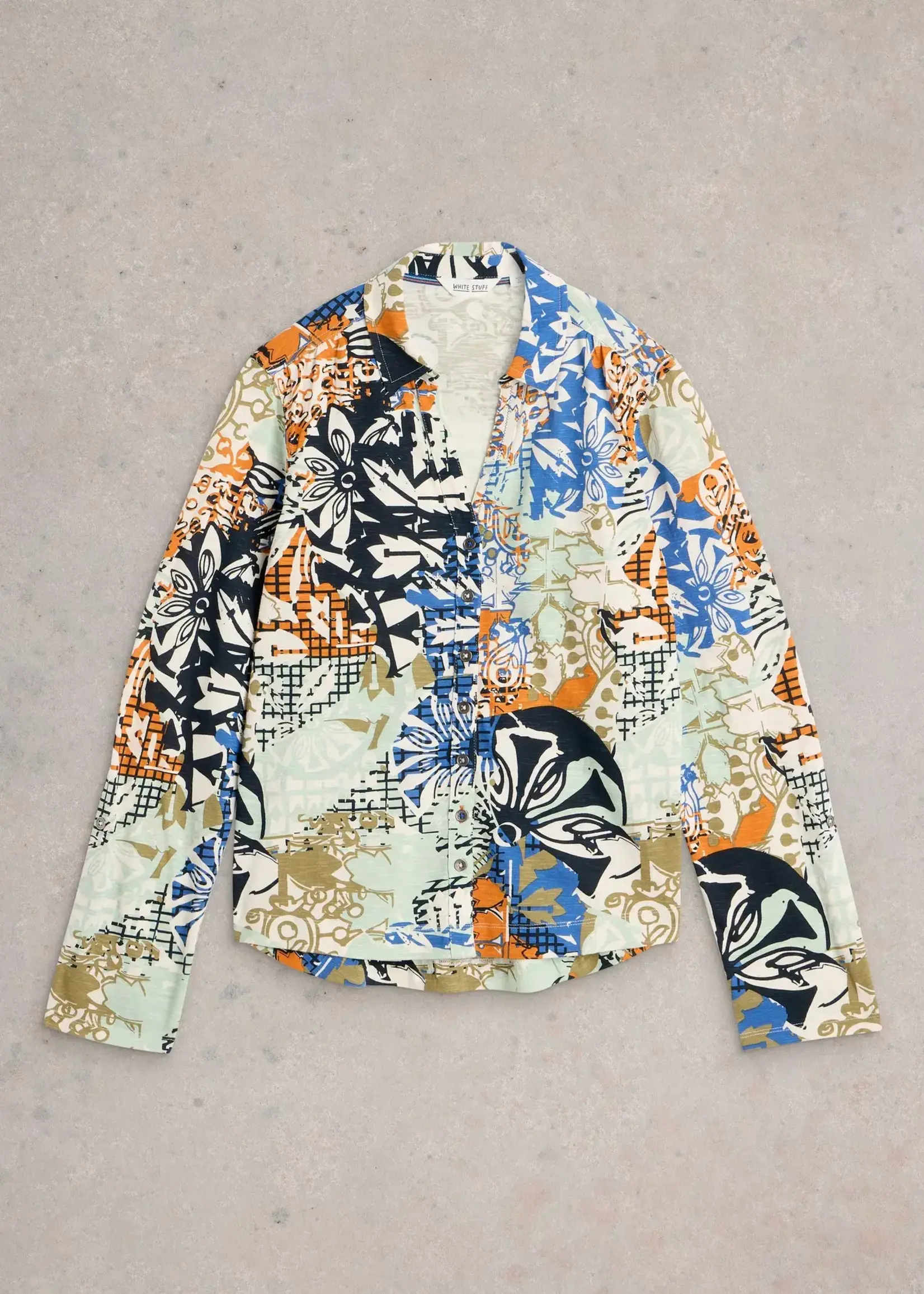 WHITE STUFF WHITE STUFF ANNIE JERSEY SHIRT ORANGE MULTI