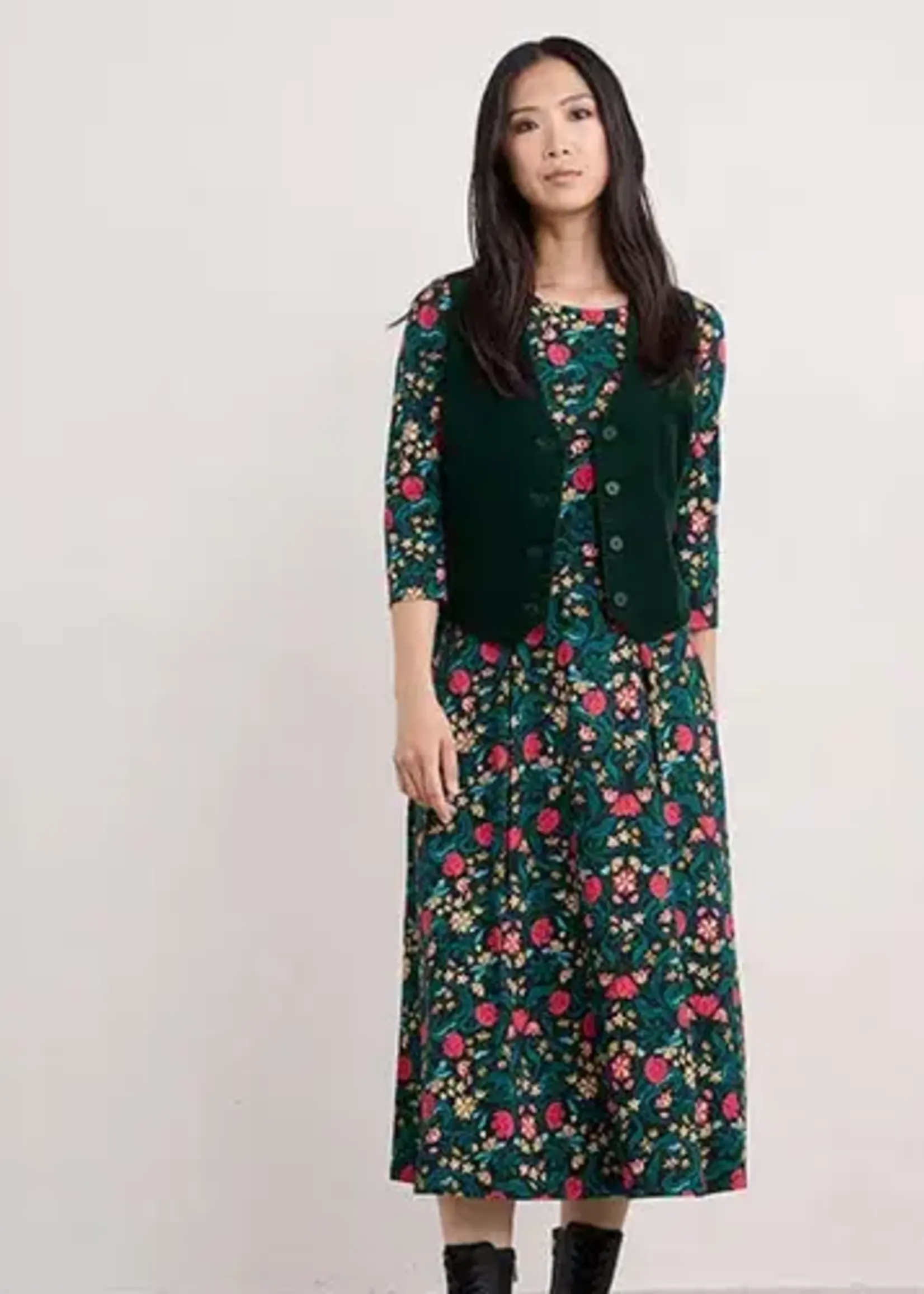 SEASALT CORNWALL SEASALT 3/4 WILD BOUQUET DRESS MIRRORED FLORAL TEHIDY