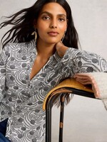 WHITE STUFF WHITE STUFF ANNIE JERSEY SHIRT WHITE PRINT