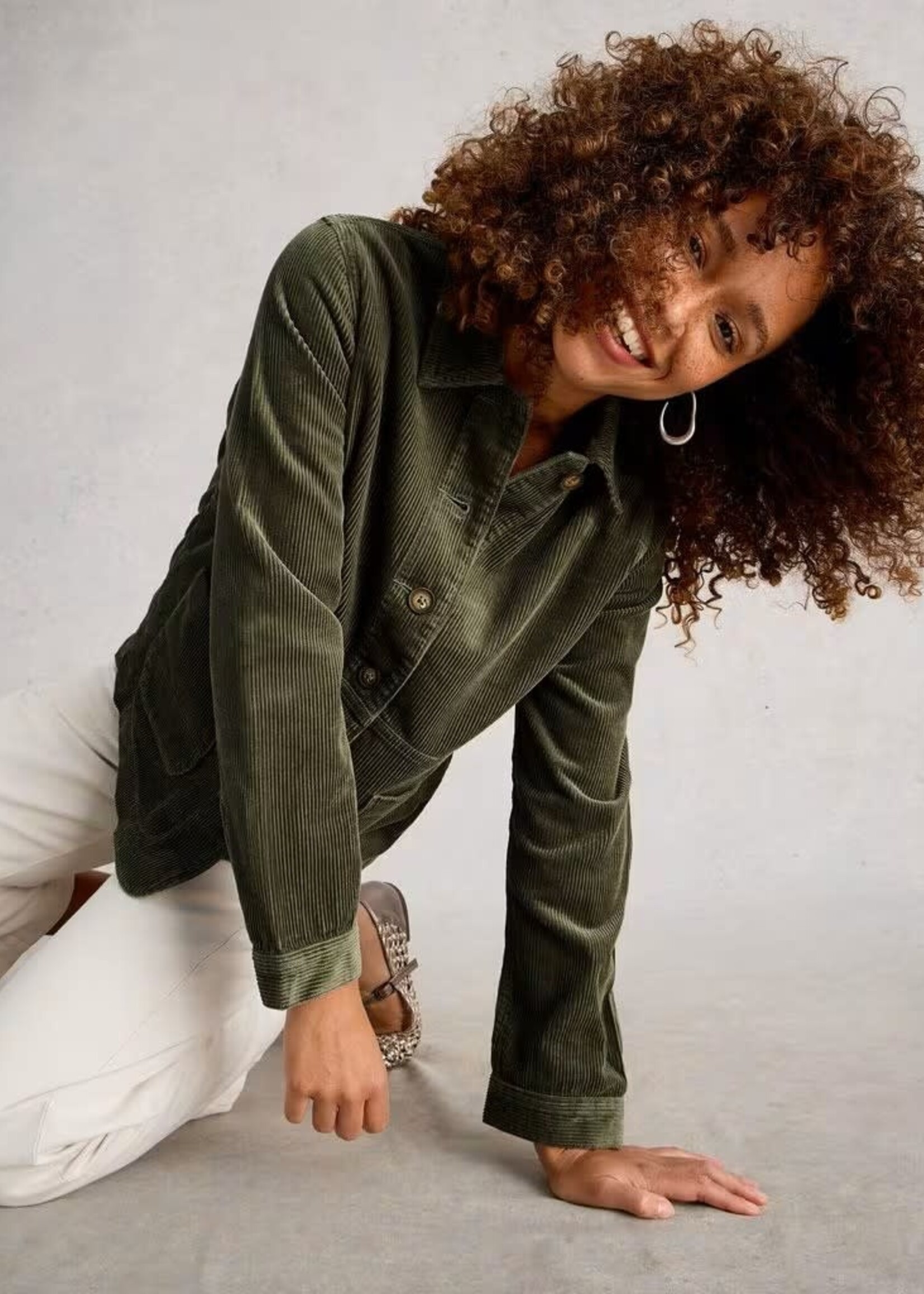 WHITE STUFF WHITE STUFF CARRIE CORD JACKET DUSTY GREEN