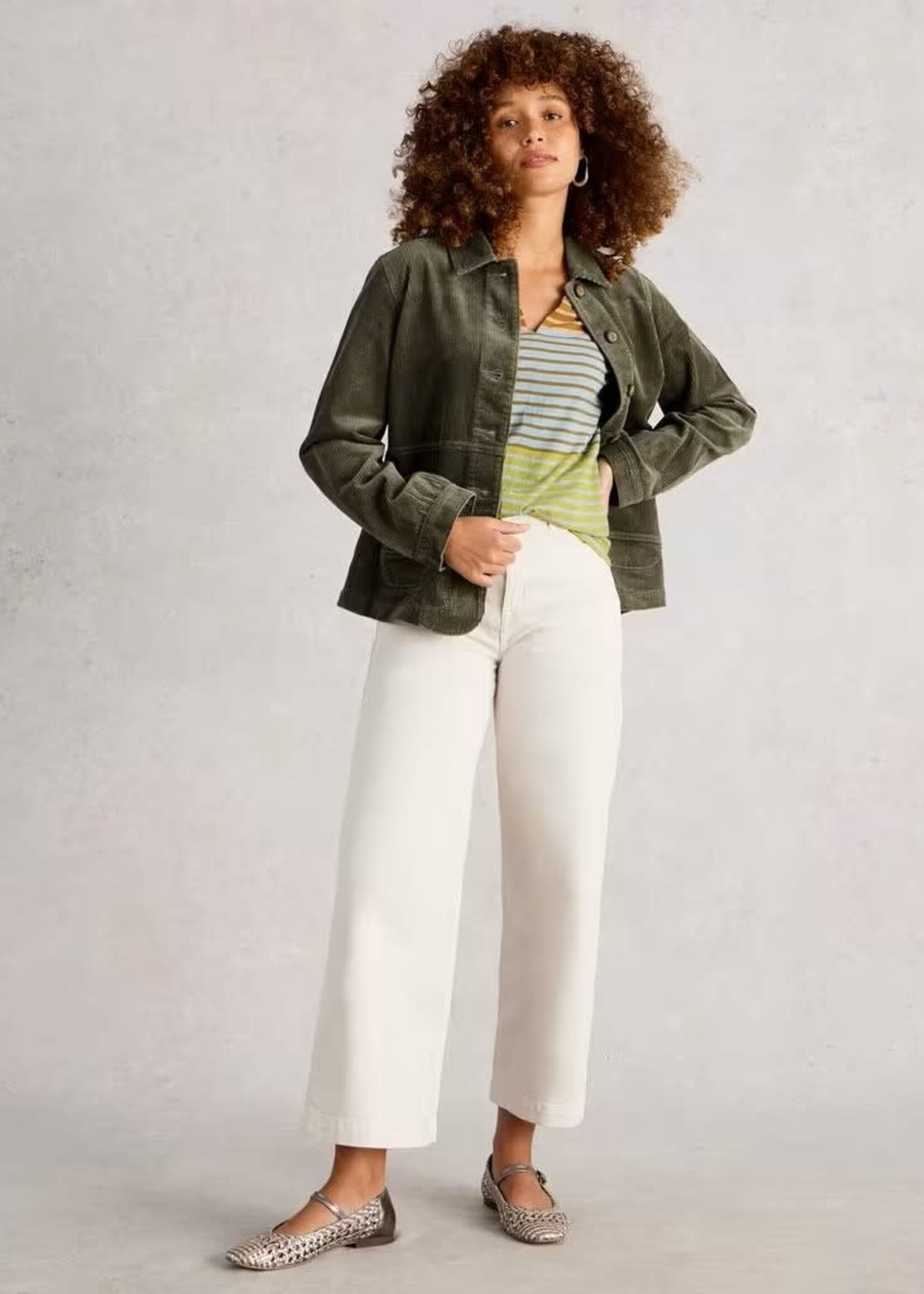 WHITE STUFF WHITE STUFF CARRIE CORD JACKET DUSTY GREEN