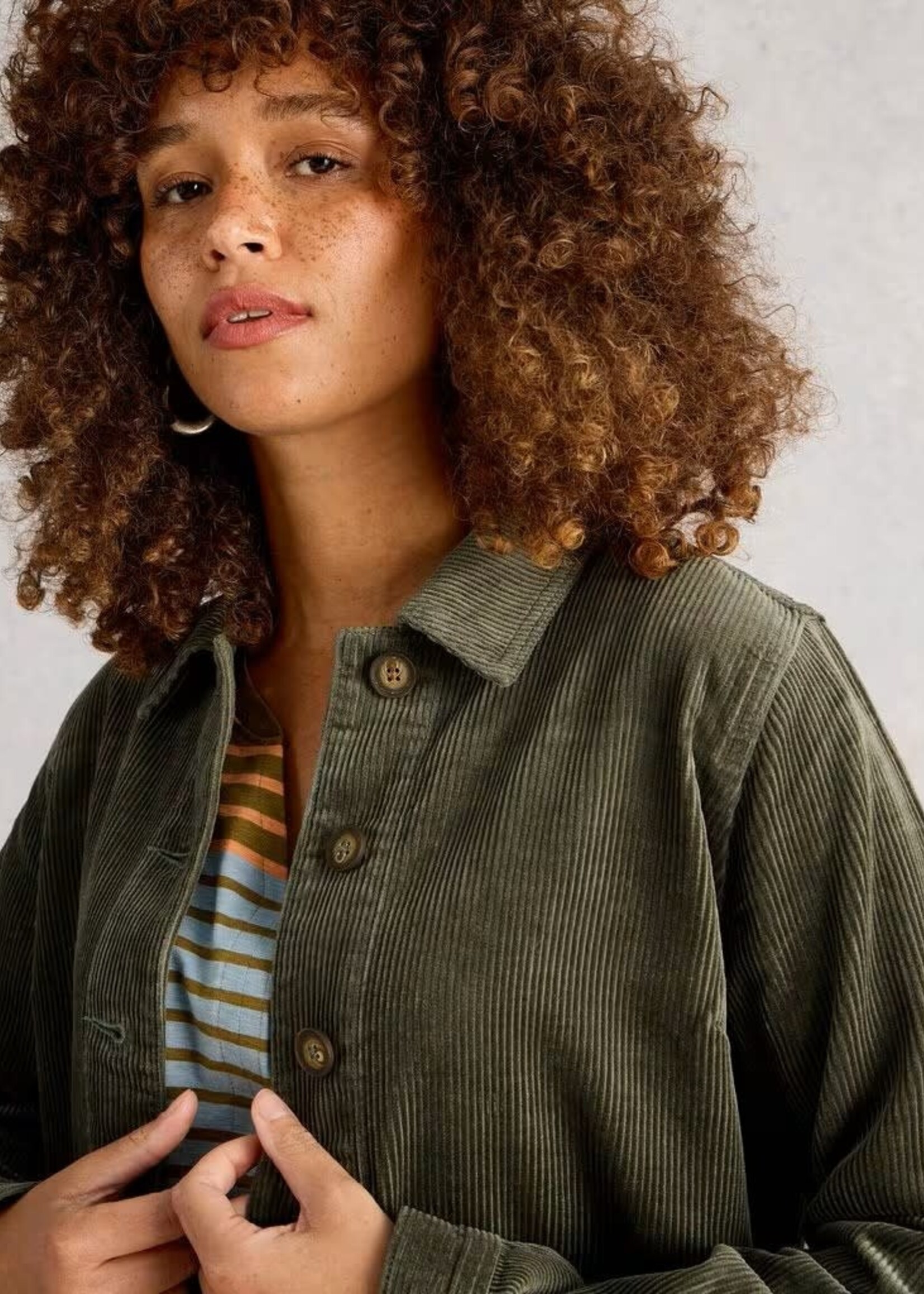 WHITE STUFF WHITE STUFF CARRIE CORD JACKET DUSTY GREEN