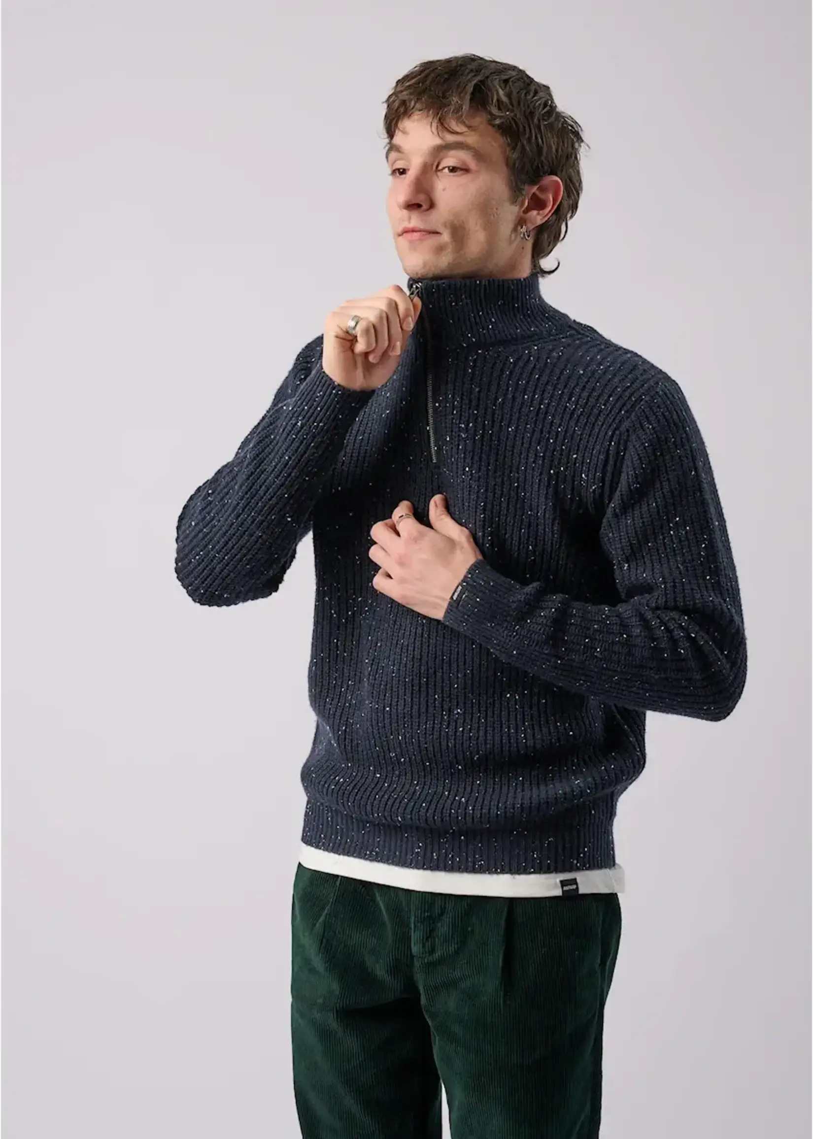 ANTWRP ANTWRP ZIPPED NEPPY YARN KNIT INK BLUE