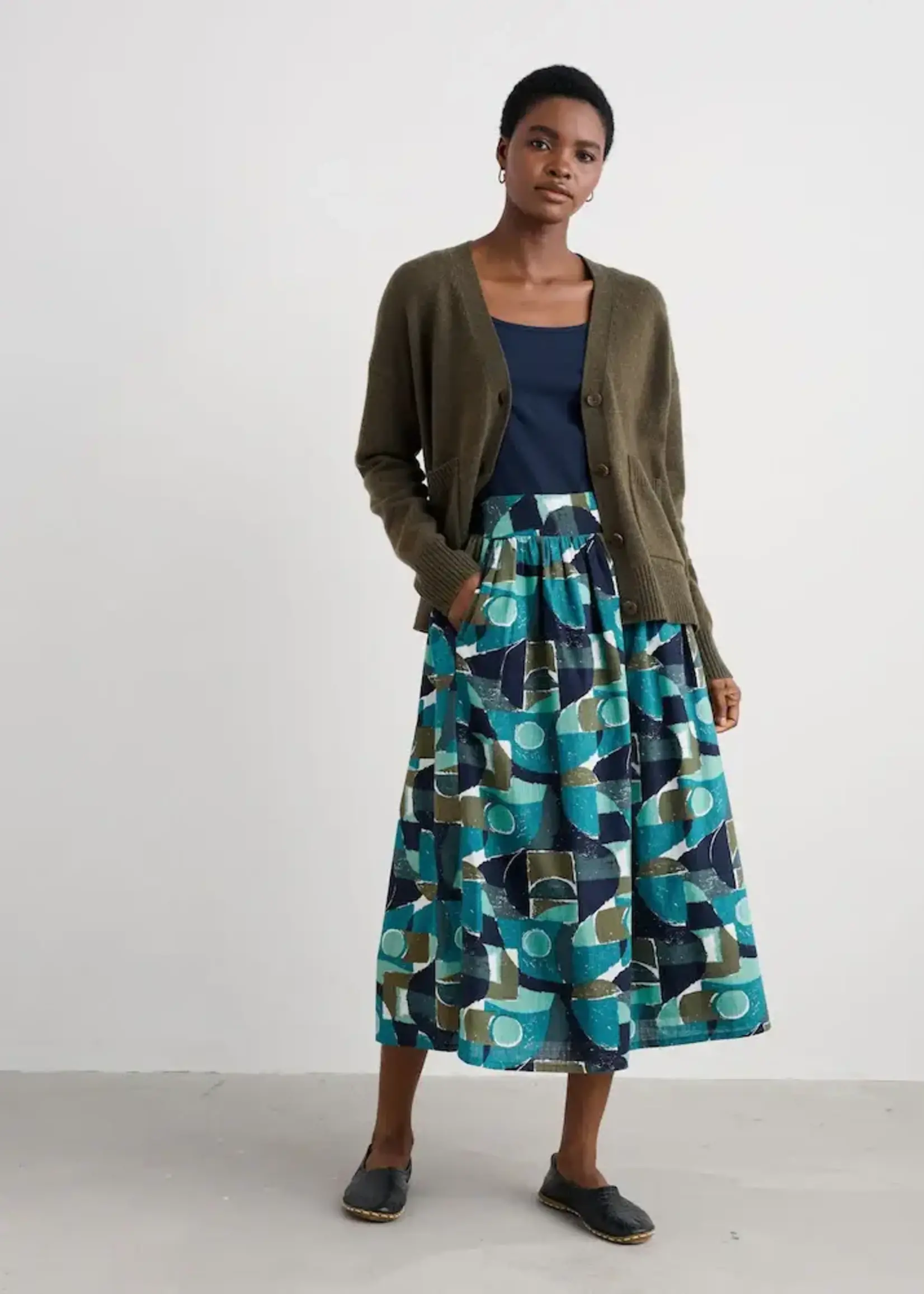 SEASALT CORNWALL SEASALT SERENA MERINO BLEND CARDIGAN RICH OLIVE