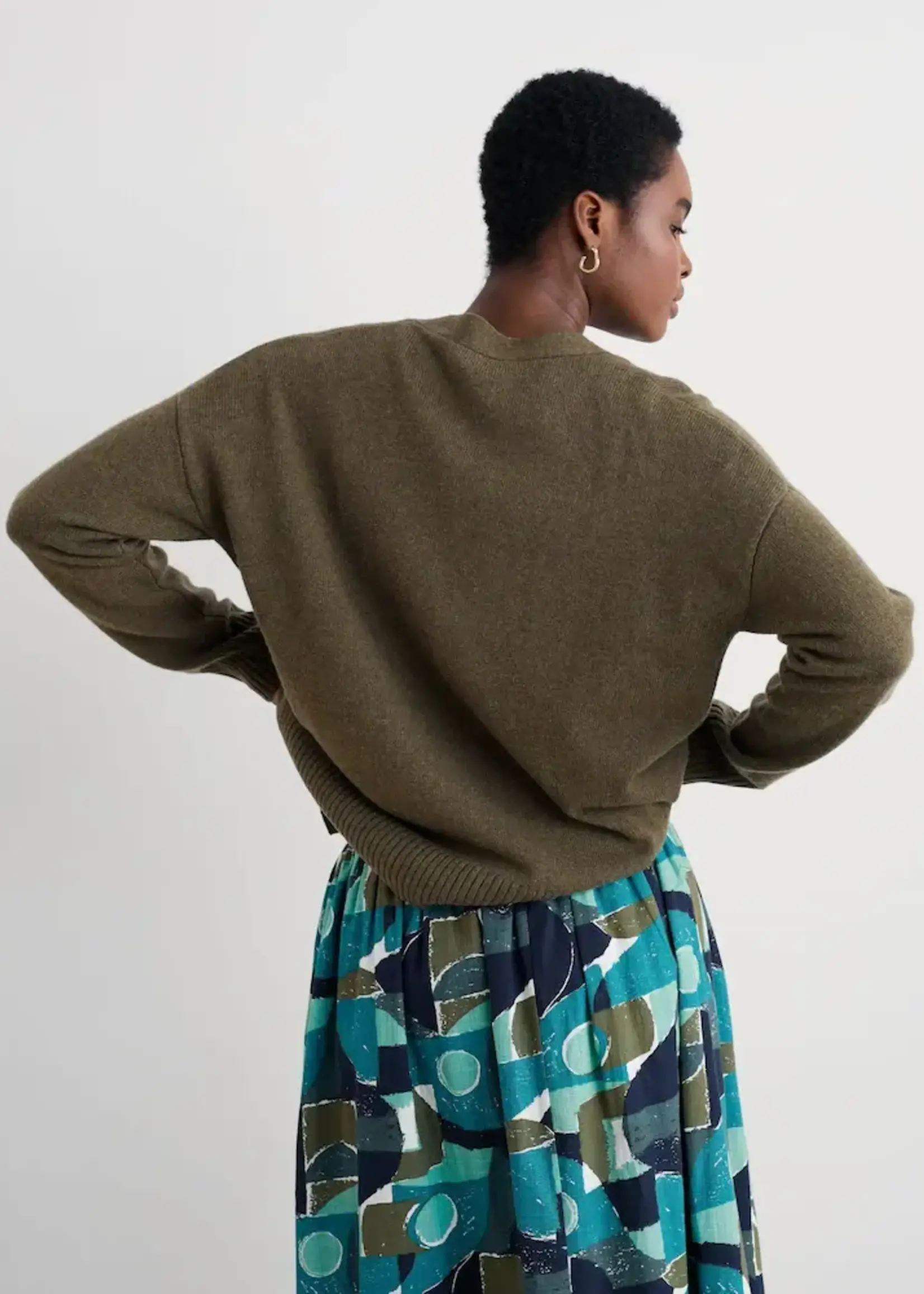 SEASALT CORNWALL SEASALT SERENA MERINO BLEND CARDIGAN RICH OLIVE