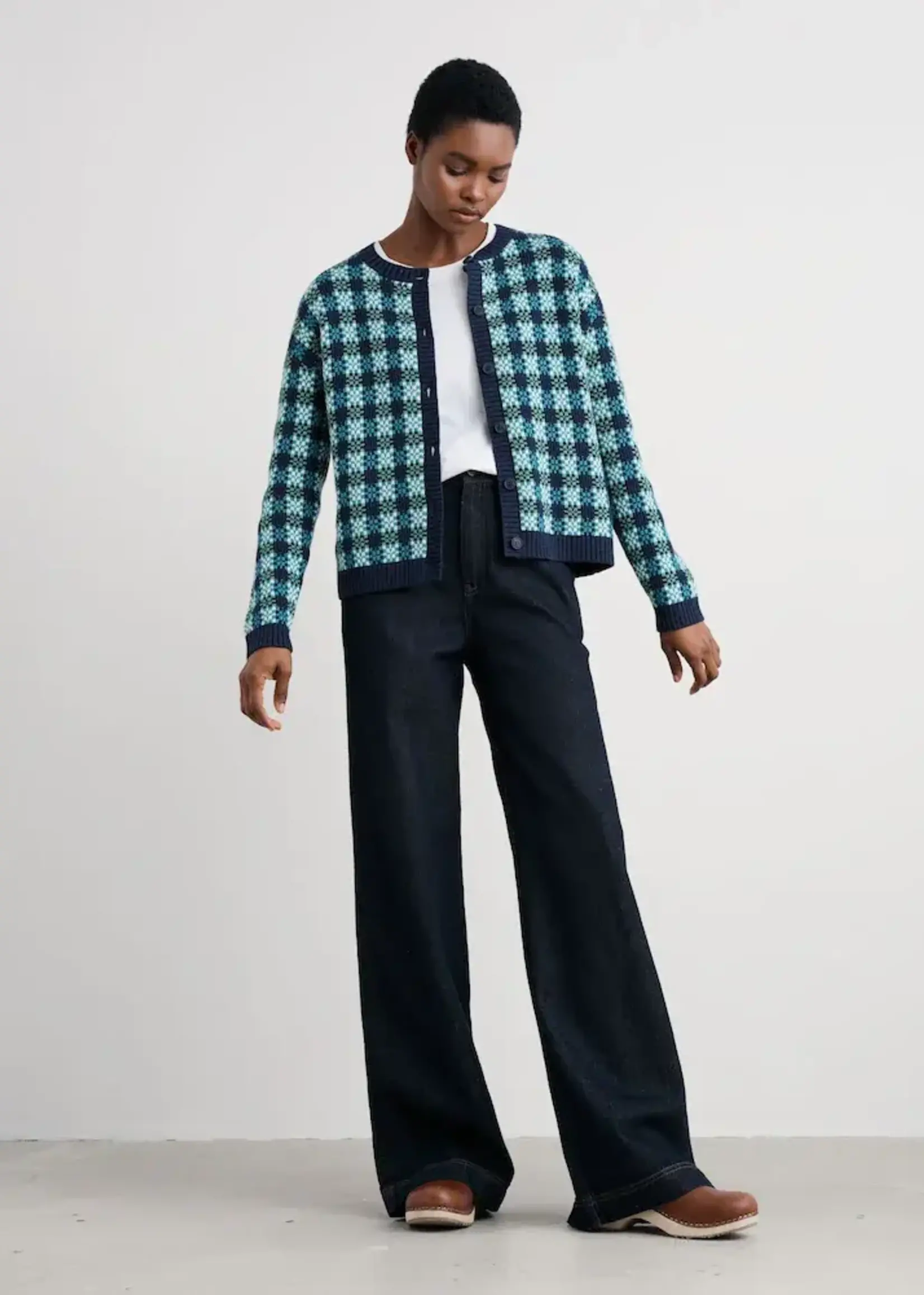 SEASALT CORNWALL SEASALT KENSA CARDIGAN CIRCLET MARITIME EMULSION