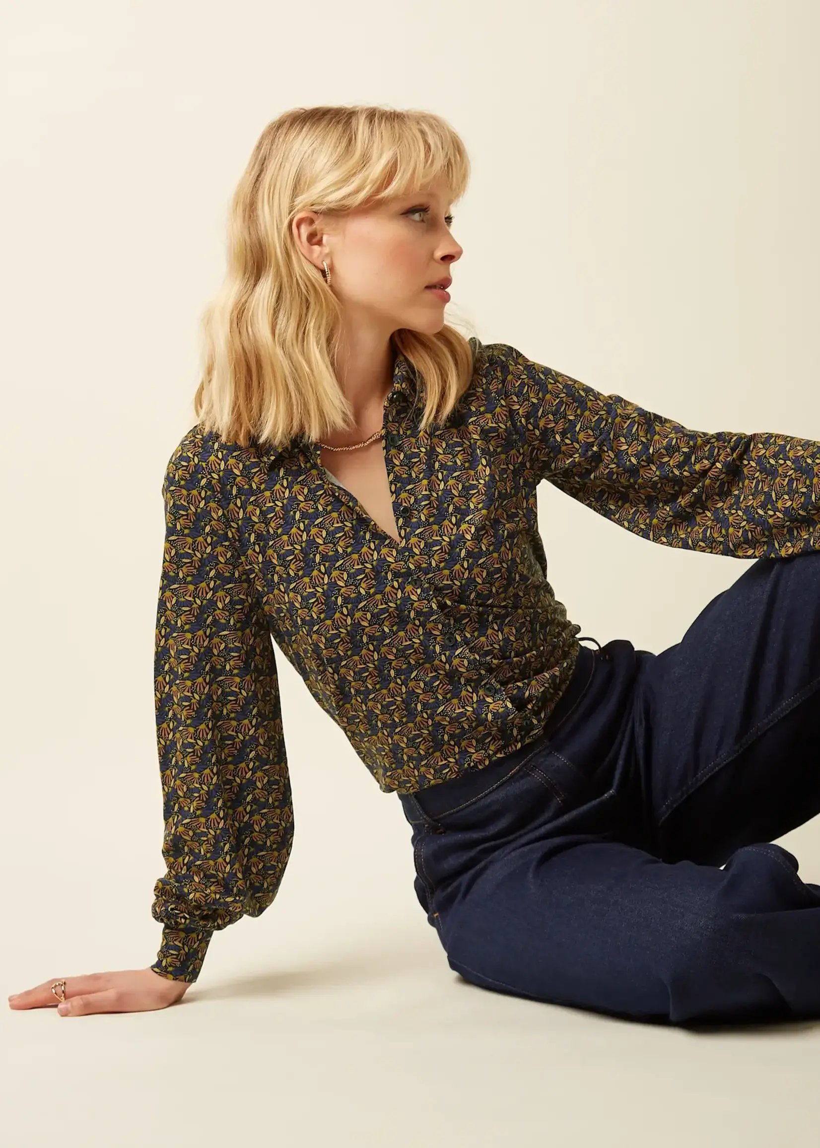 KING LOUIE KING LOUIE MAISIE BLOUSE MIRTH JERSEY BLUE