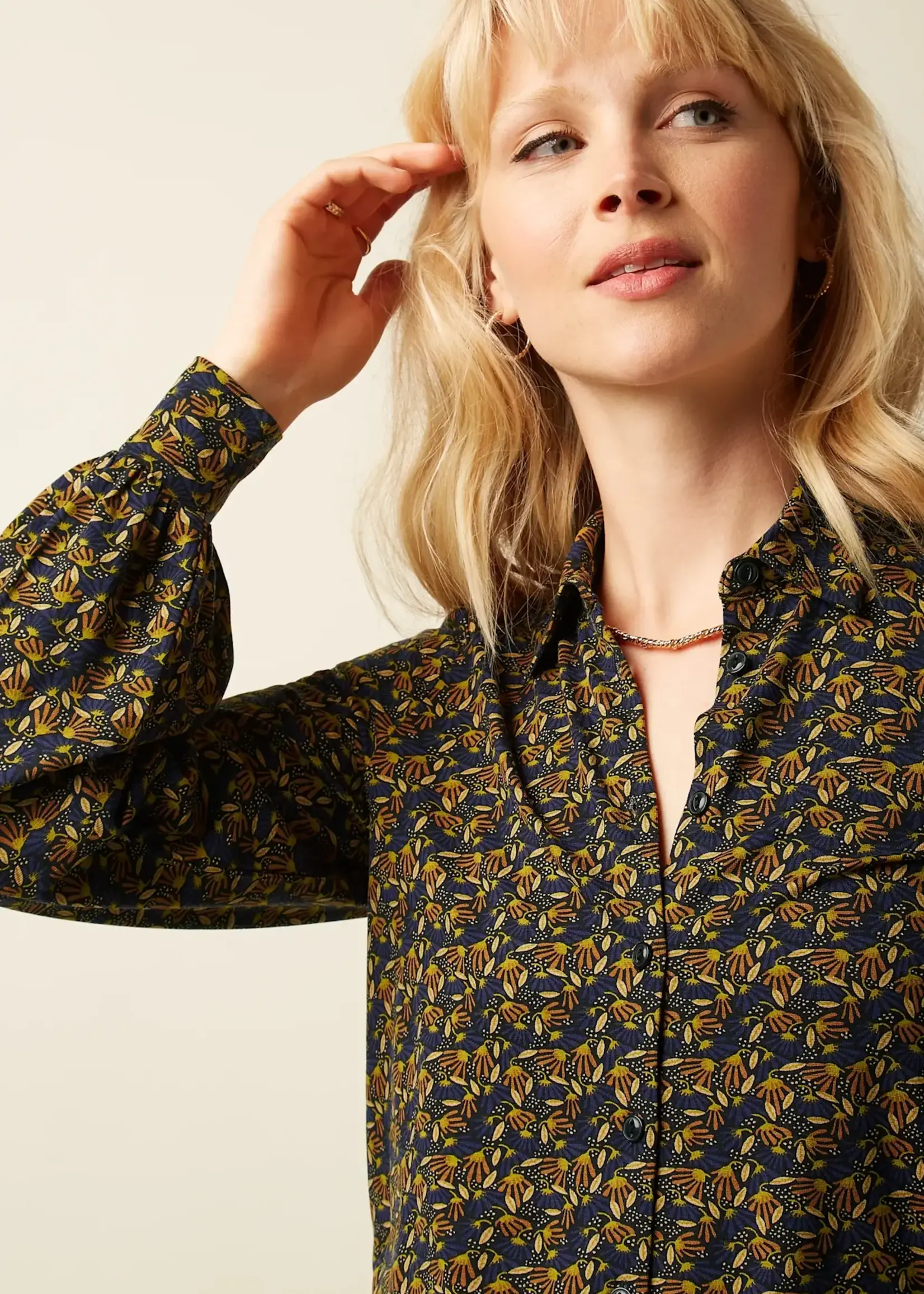 KING LOUIE KING LOUIE MAISIE BLOUSE MIRTH JERSEY BLUE