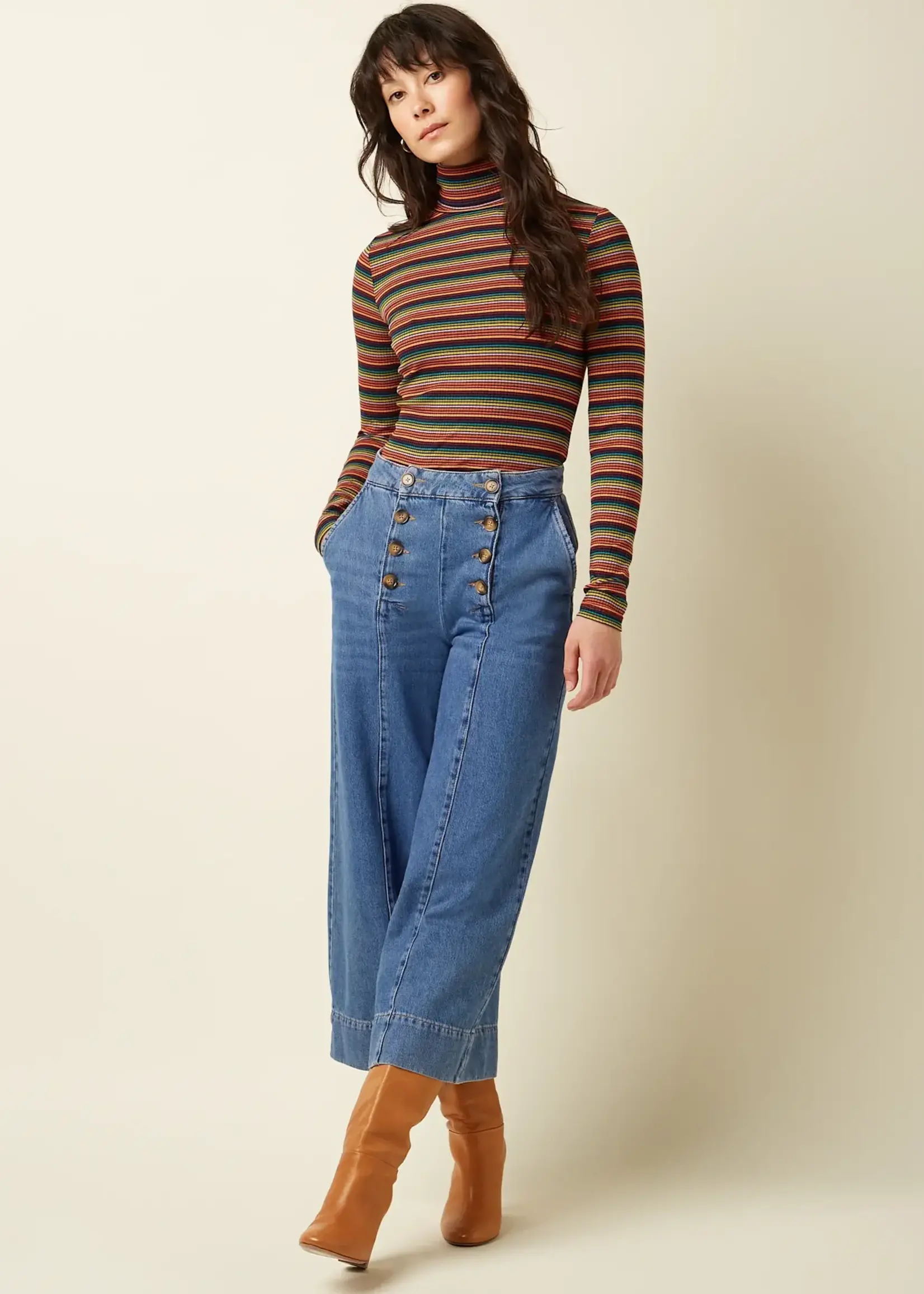 KING LOUIE KING LOUIE ROLLNECK TOP LUMI STRIPE MULTI