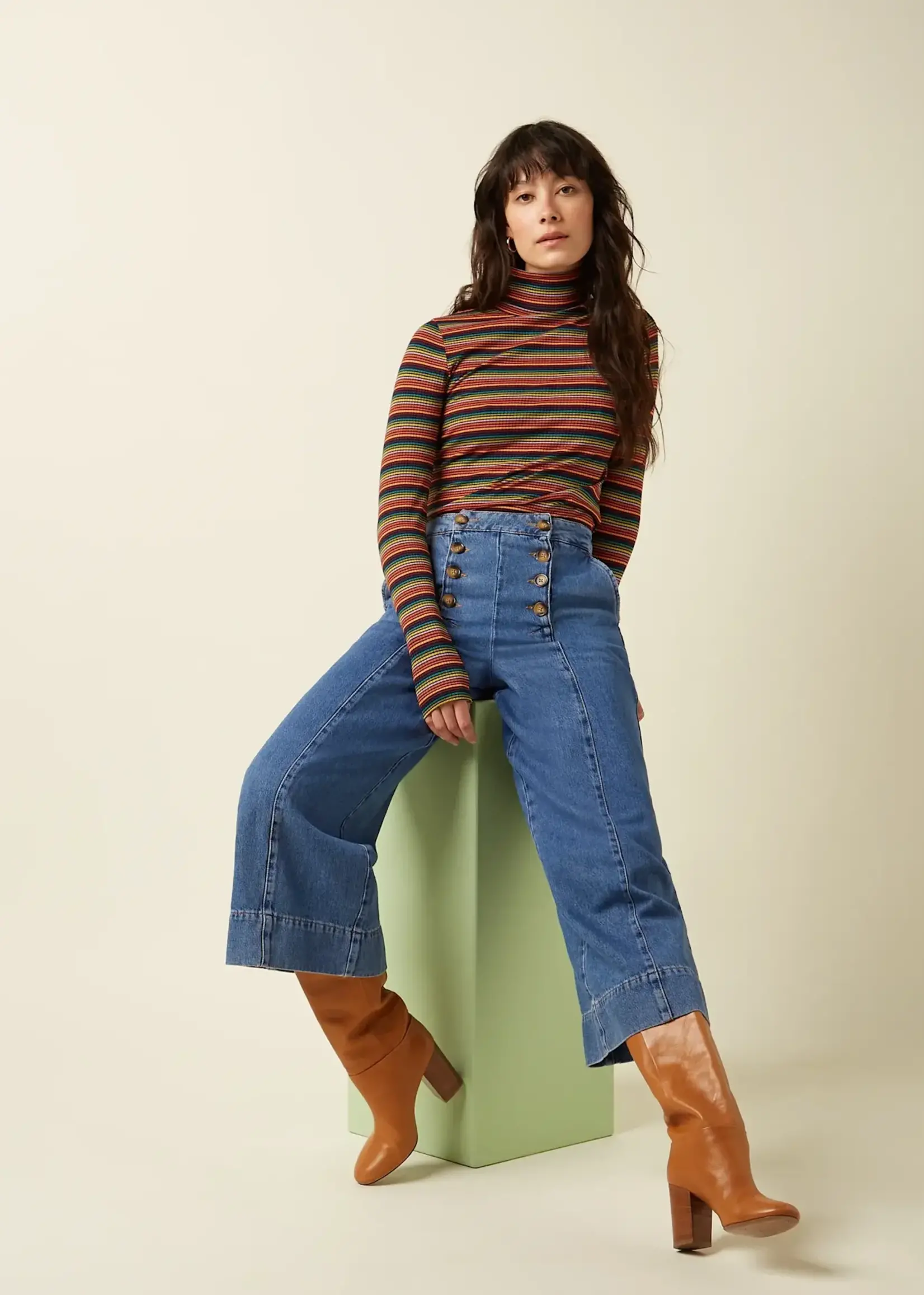 KING LOUIE KING LOUIE ROLLNECK TOP LUMI STRIPE MULTI