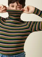 KING LOUIE KING LOUIE ROLLNECK TOP FROSTINE STRIPE WOODBINE GREEN
