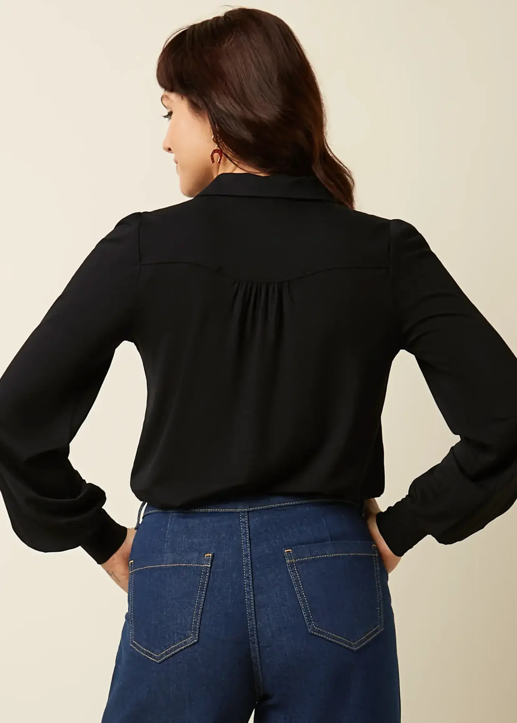 KING LOUIE KING LOUIE CARINA BLOUSE VISCOSE LIGHT BLACK
