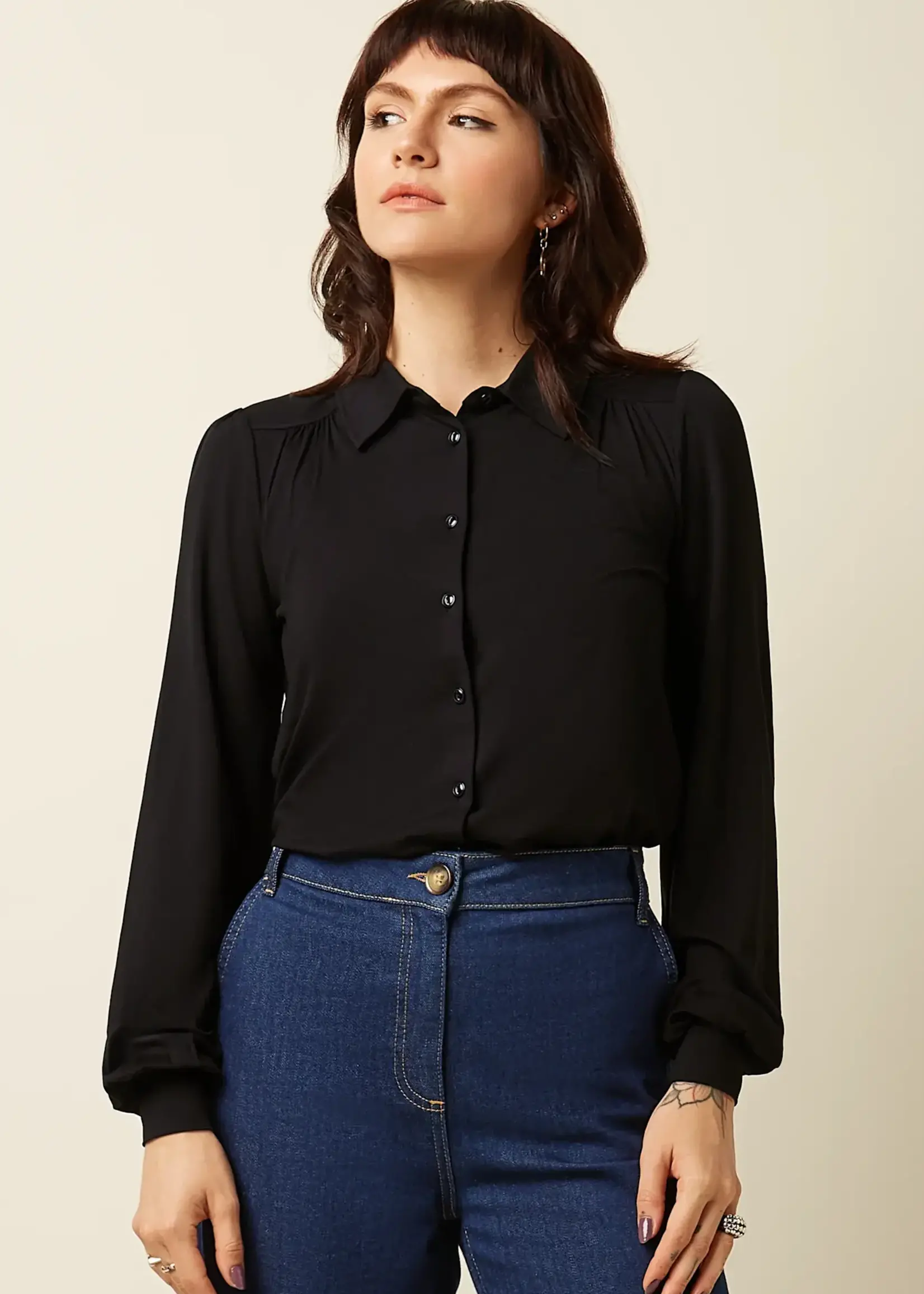 KING LOUIE KING LOUIE CARINA BLOUSE VISCOSE LIGHT BLACK