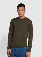 FARAH FARAH MULLEN MERINO WOOL CREW EVERGREEN