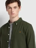 FARAH FARAH BREWER SLIM FIT ORGANIC COTTON OXFORD SHIRT EVERGREEN