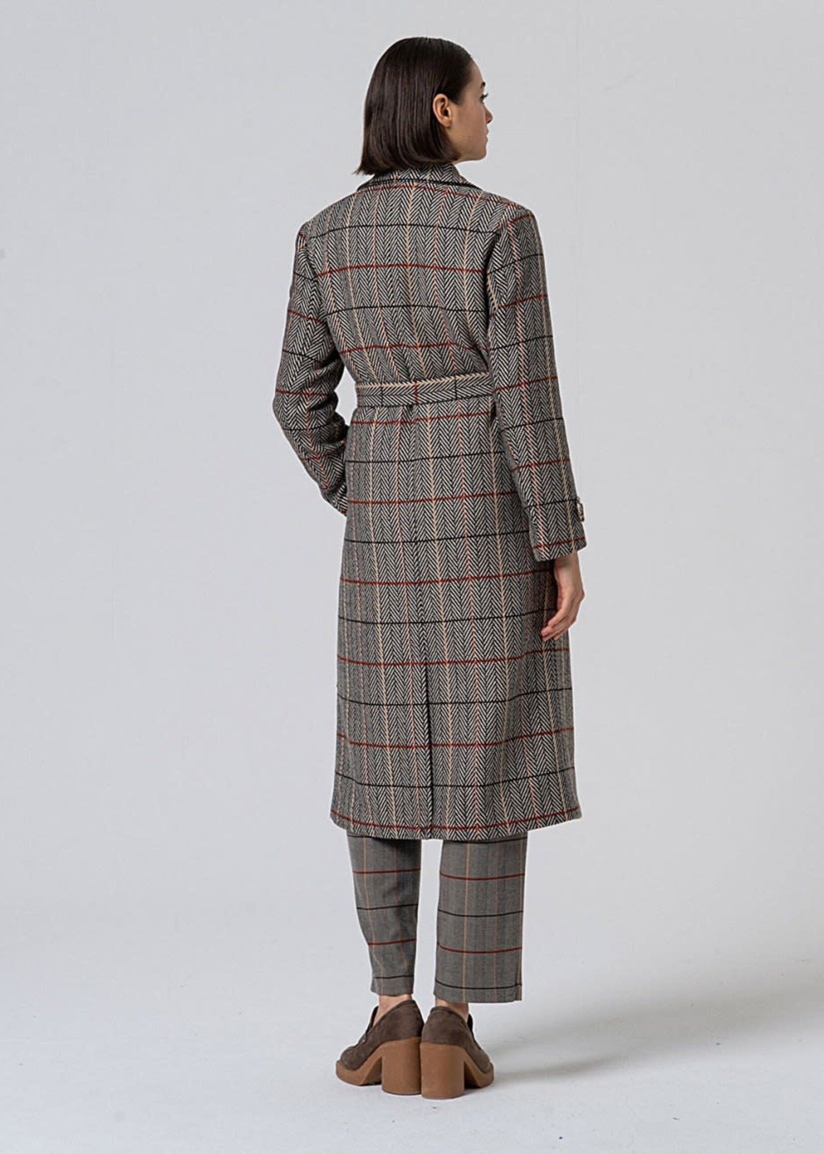 SURKANA SURKANA HERRINGBONE TRENCH COAT CAMEL