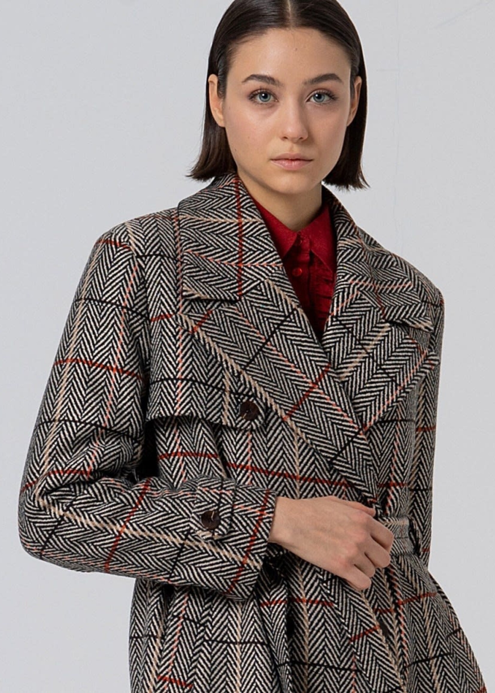 SURKANA SURKANA HERRINGBONE TRENCH COAT CAMEL