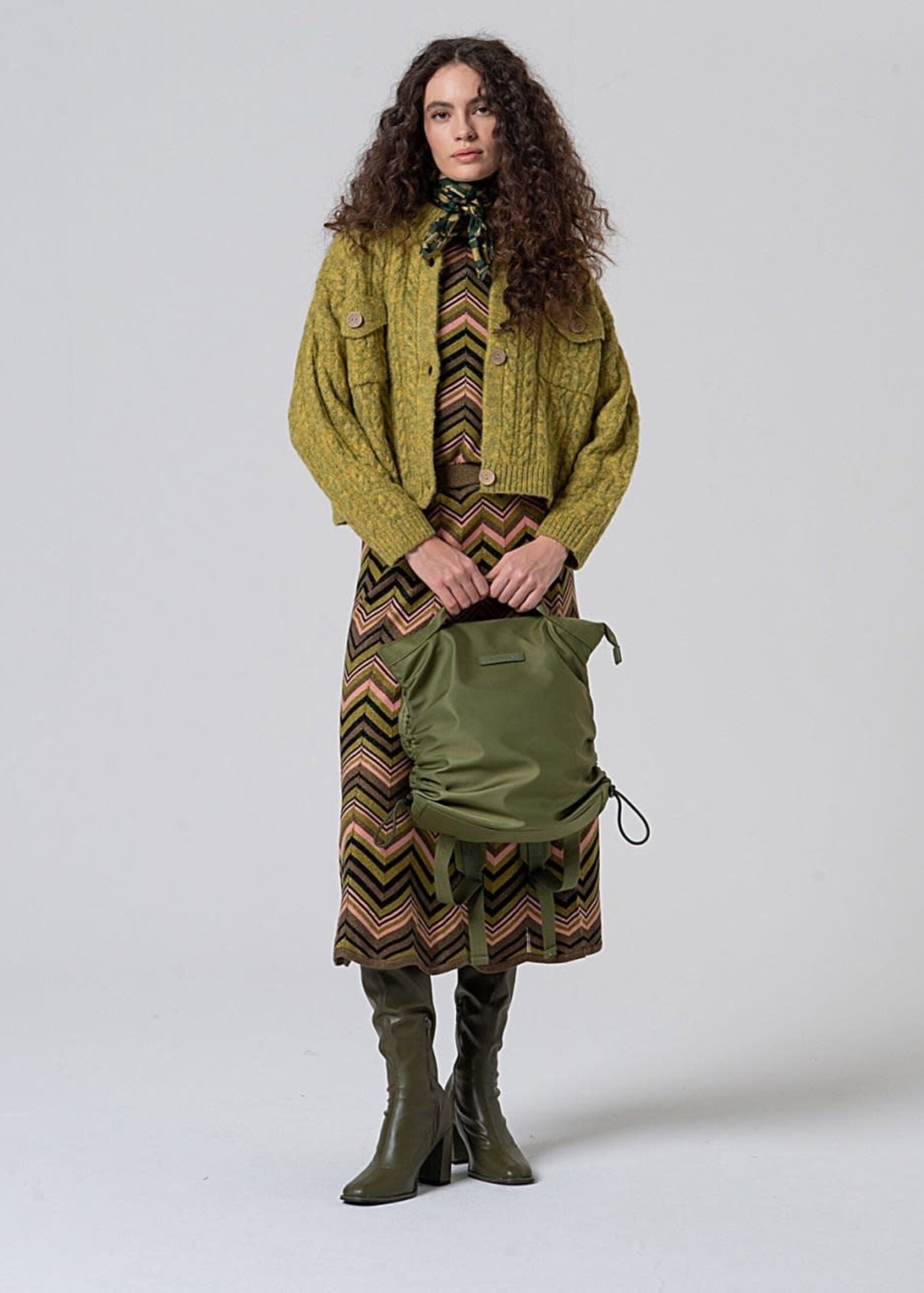 SURKANA SURKANA OVERSIZED CABLE KNIT CARDIGAN DARK KHAKI