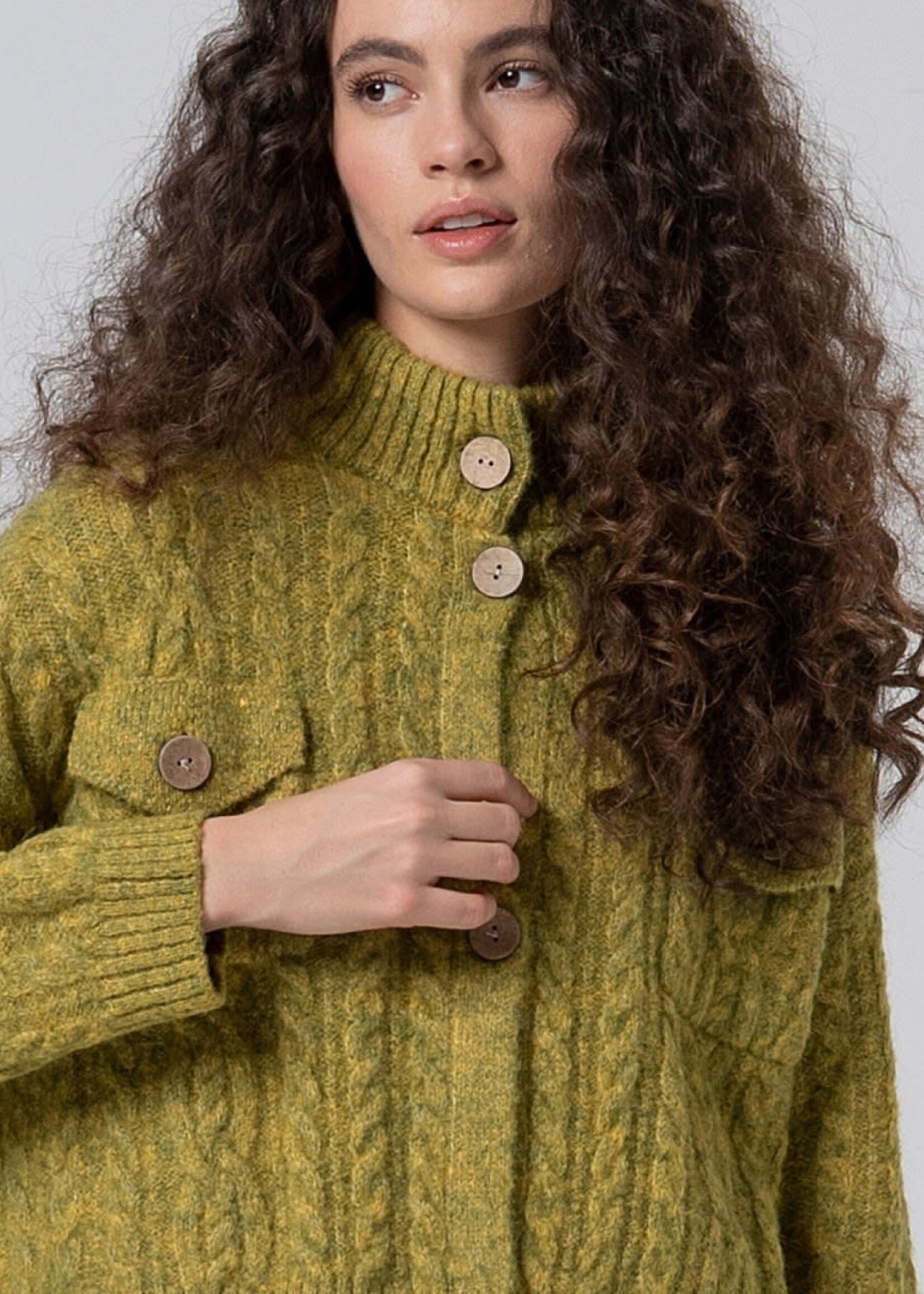 SURKANA SURKANA OVERSIZED CABLE KNIT CARDIGAN DARK KHAKI