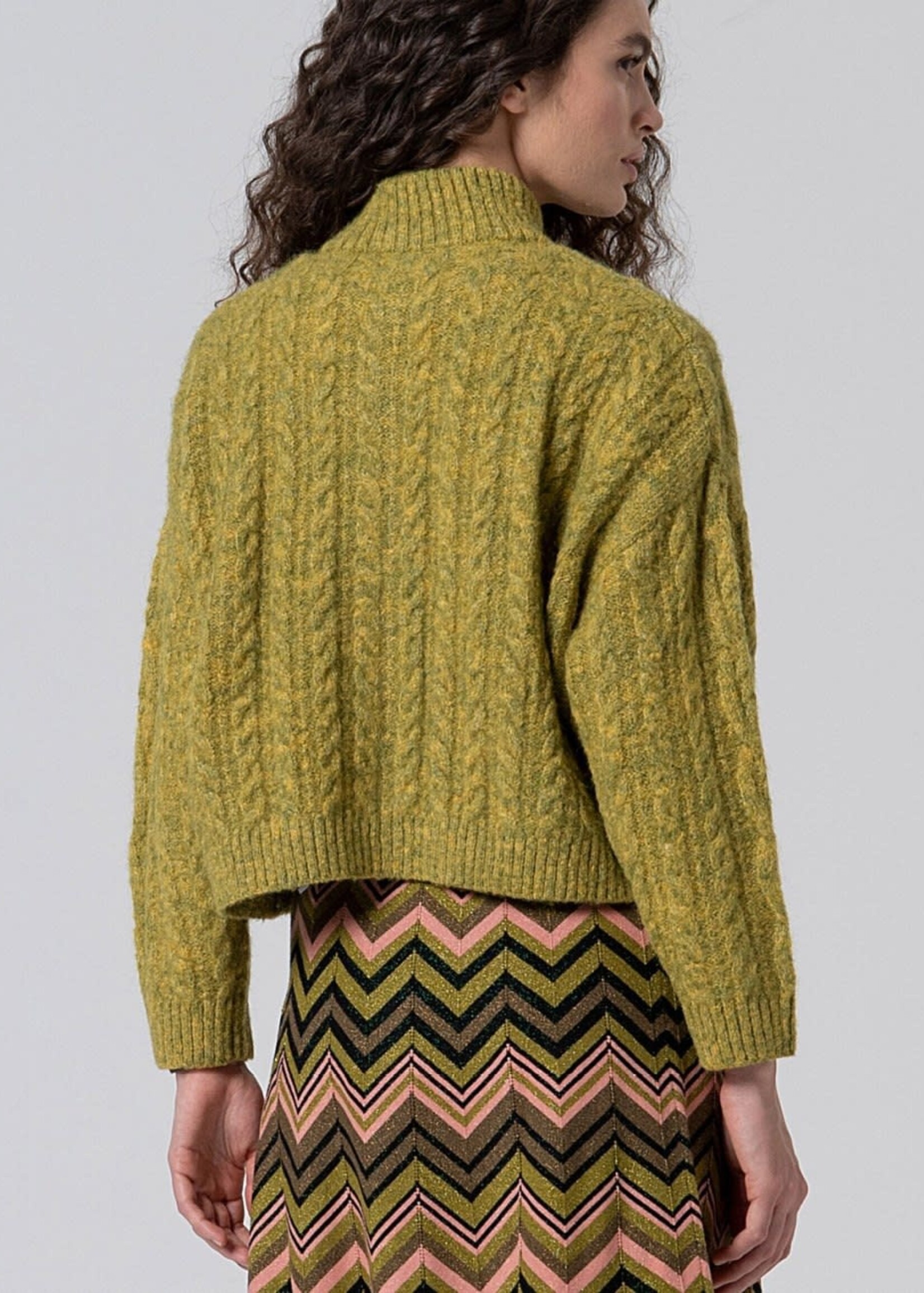 SURKANA SURKANA OVERSIZED CABLE KNIT CARDIGAN DARK KHAKI