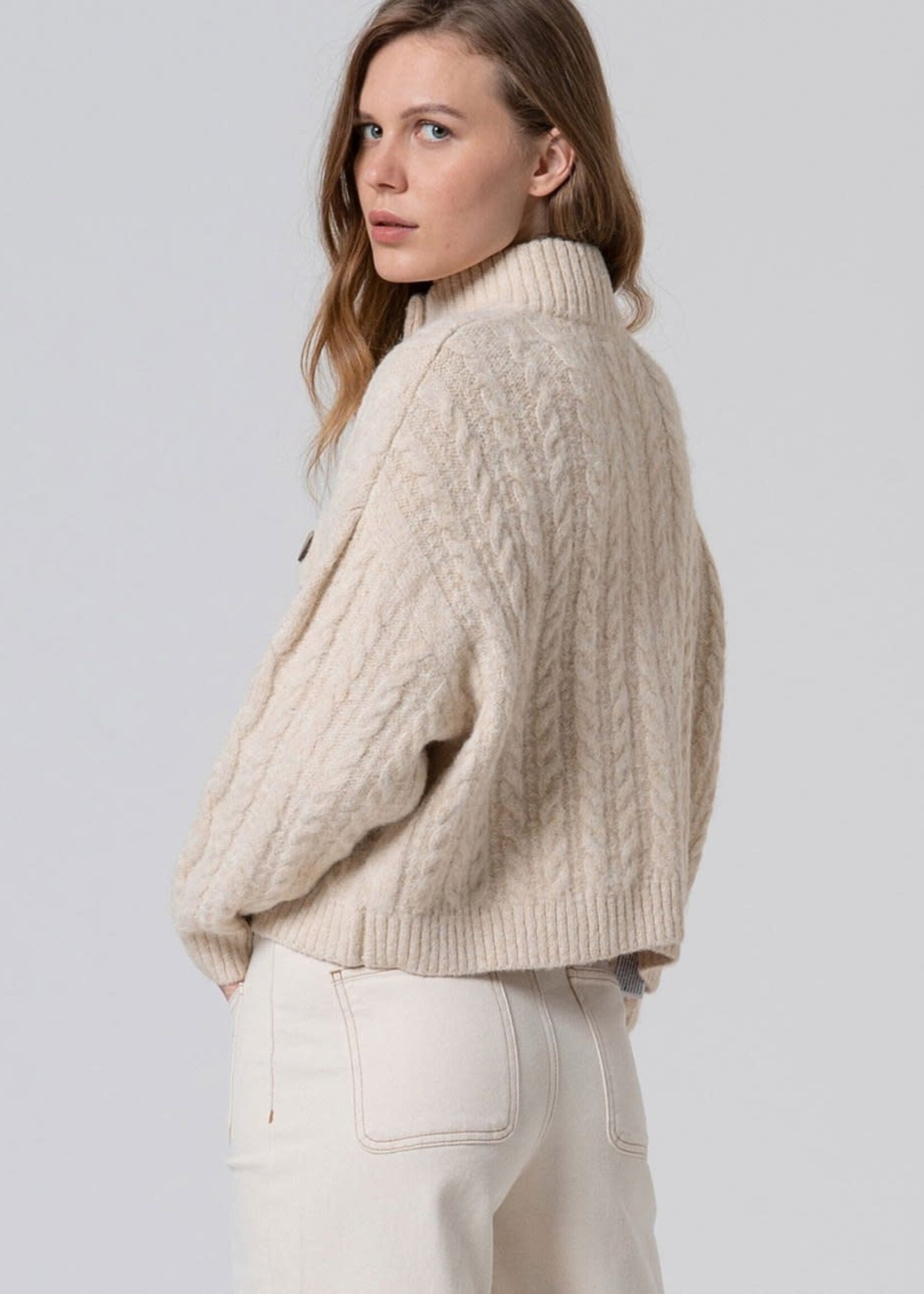 SURKANA SURKANA OVERSIZED CABLE KNIT CARDIGAN SAND
