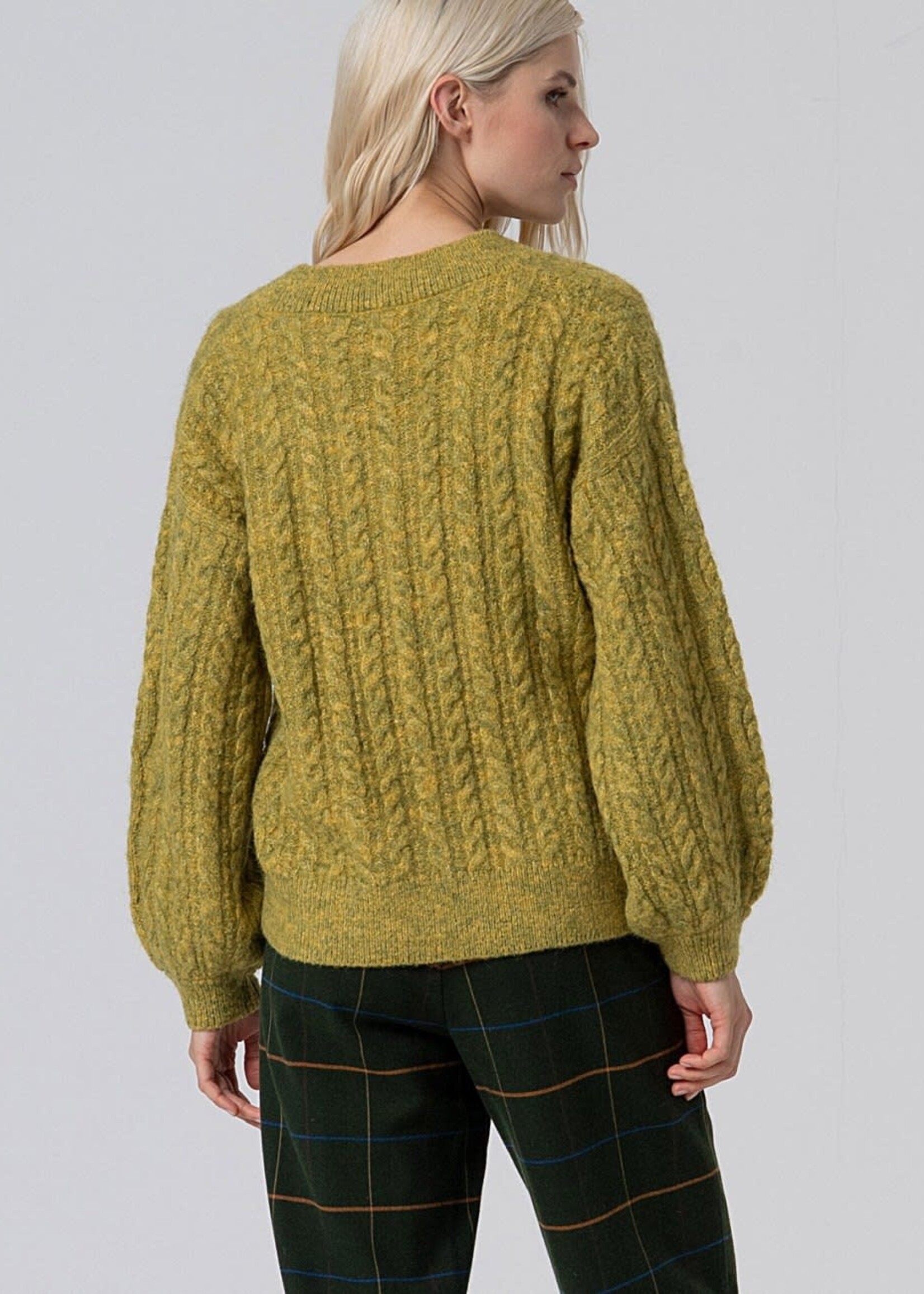 SURKANA SURKANA OVERSIZED CABLE KNIT SWEATER DARK KHAKI