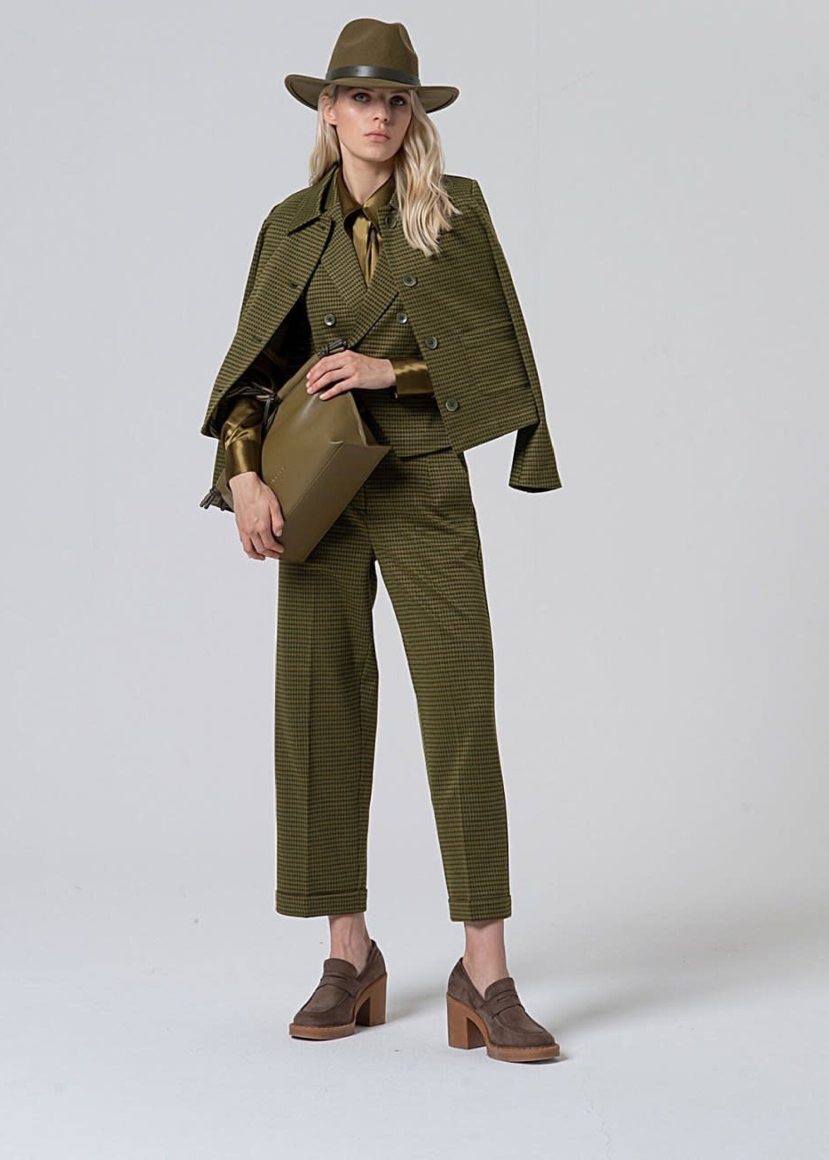 SURKANA SURKANA SHORT HOUNDSTOOTH JACKET GREEN