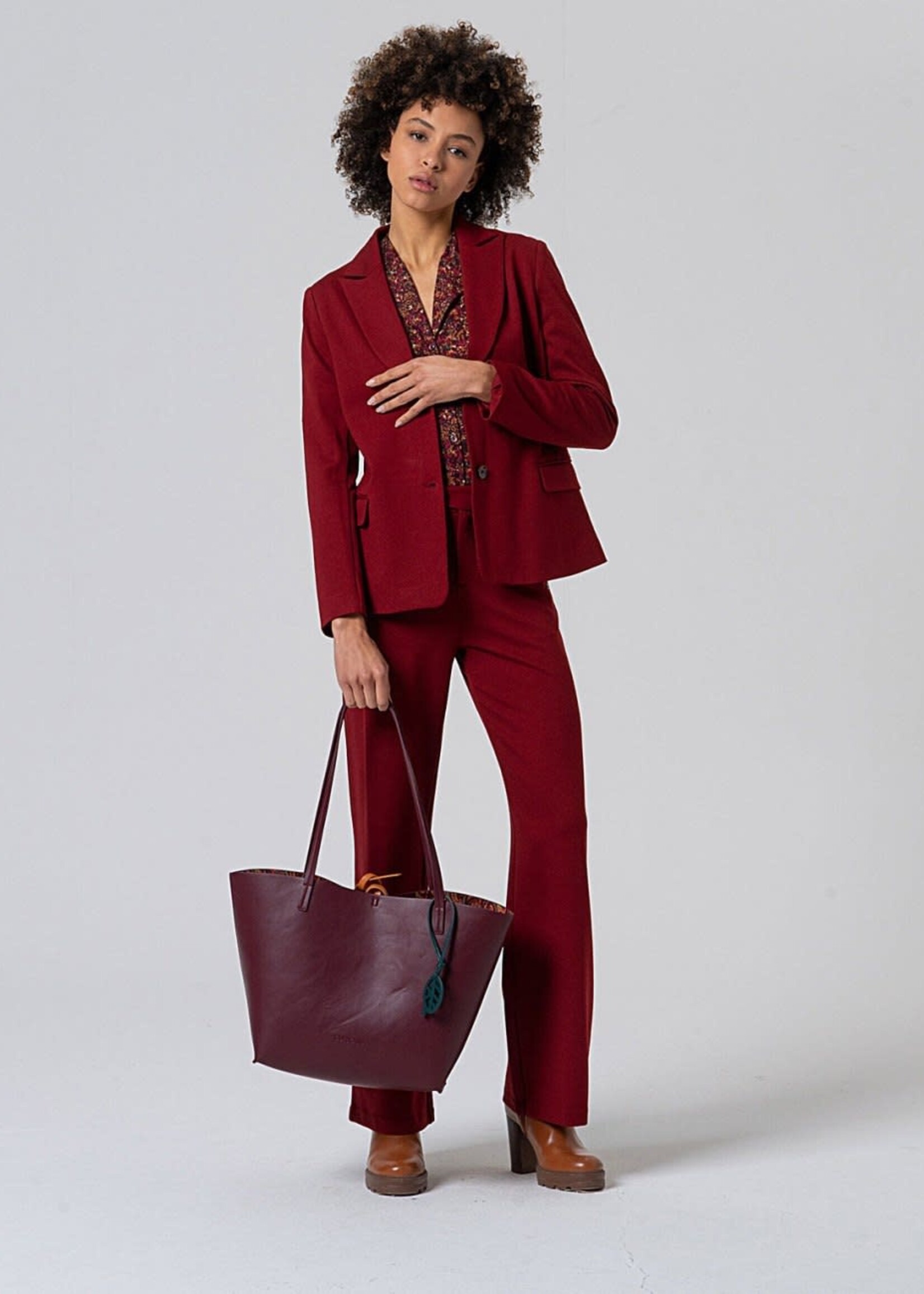 SURKANA SURKANA SMOKING COLLAR BLOUSE TILE