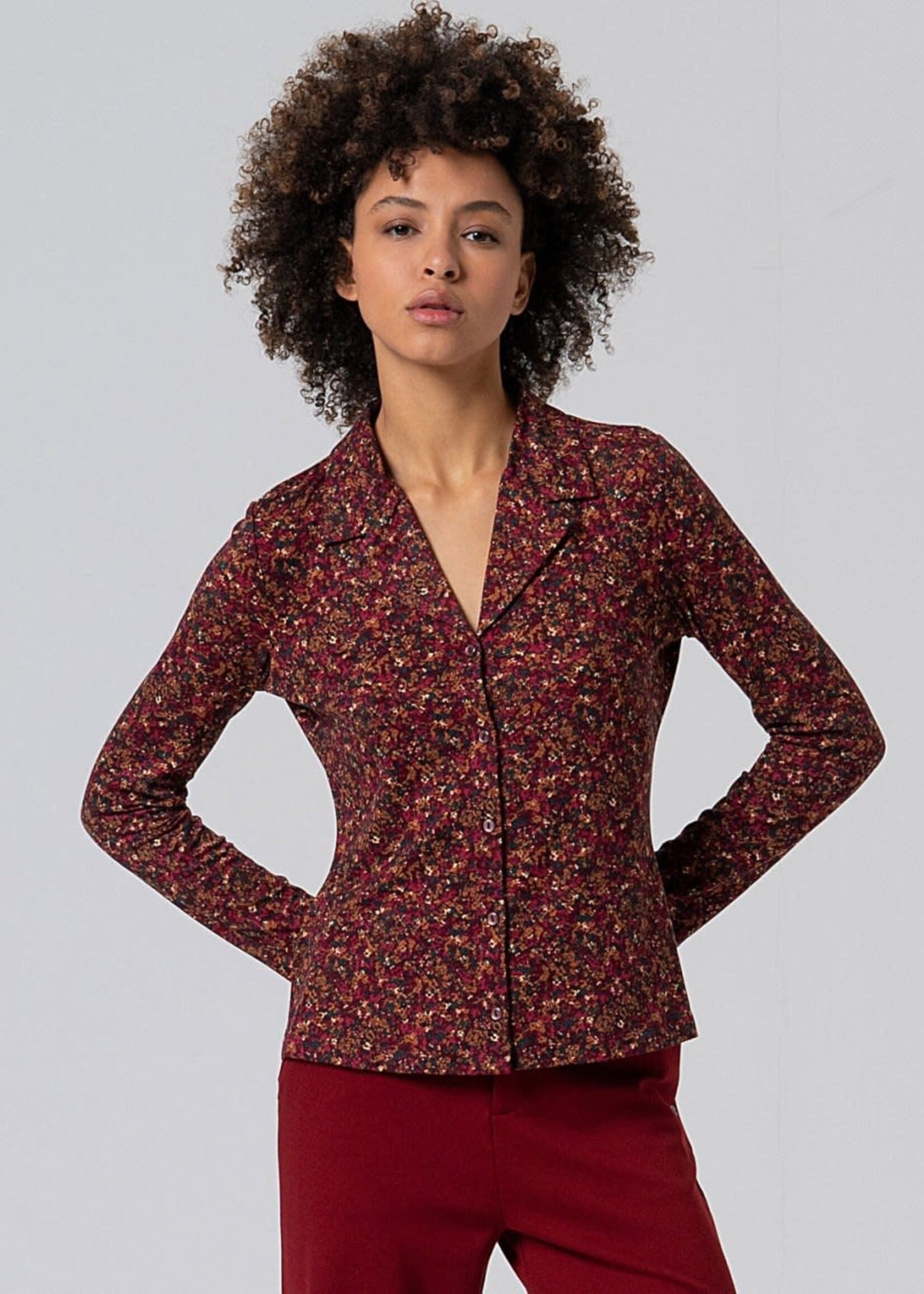 SURKANA SURKANA SMOKING COLLAR BLOUSE TILE