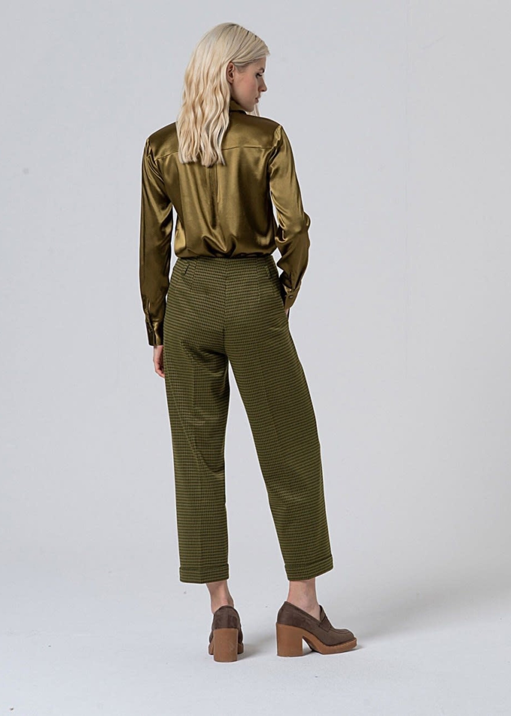 SURKANA SURKANA STRAIGHT HOUNDSTOOTH PANTS GREEN