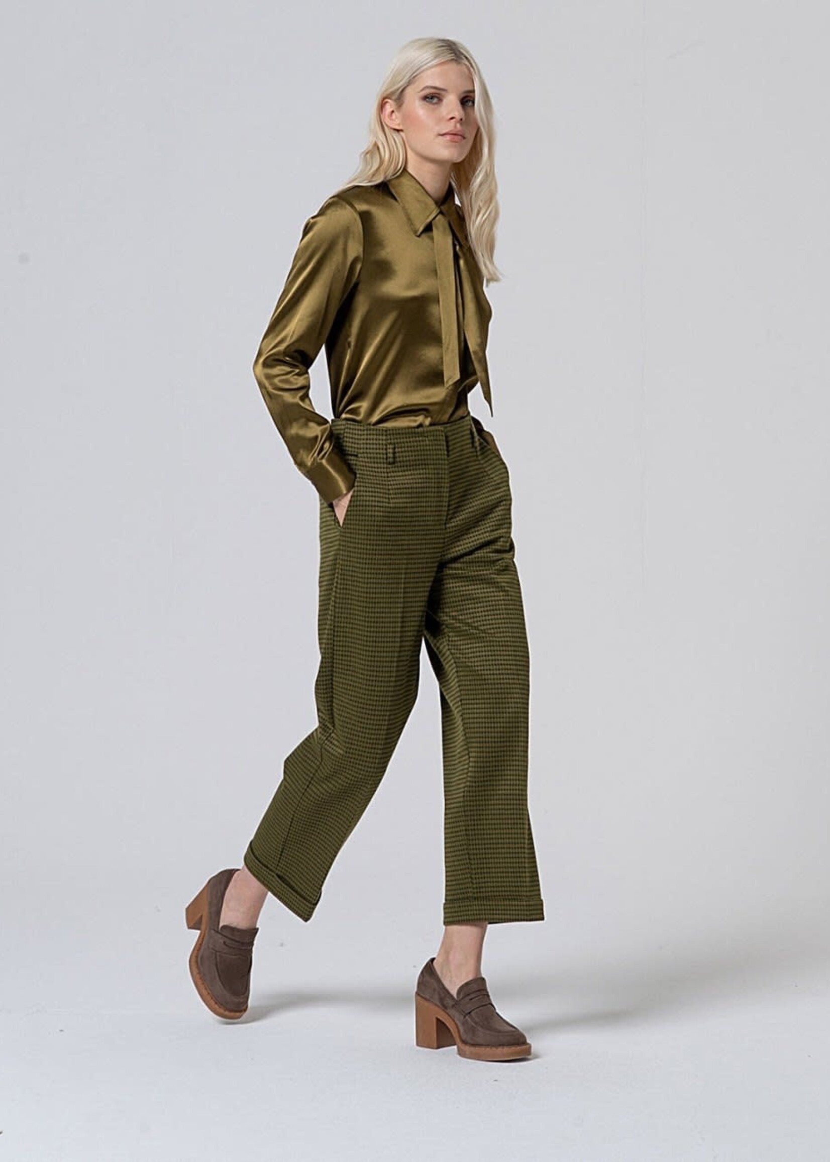 SURKANA SURKANA STRAIGHT HOUNDSTOOTH PANTS GREEN