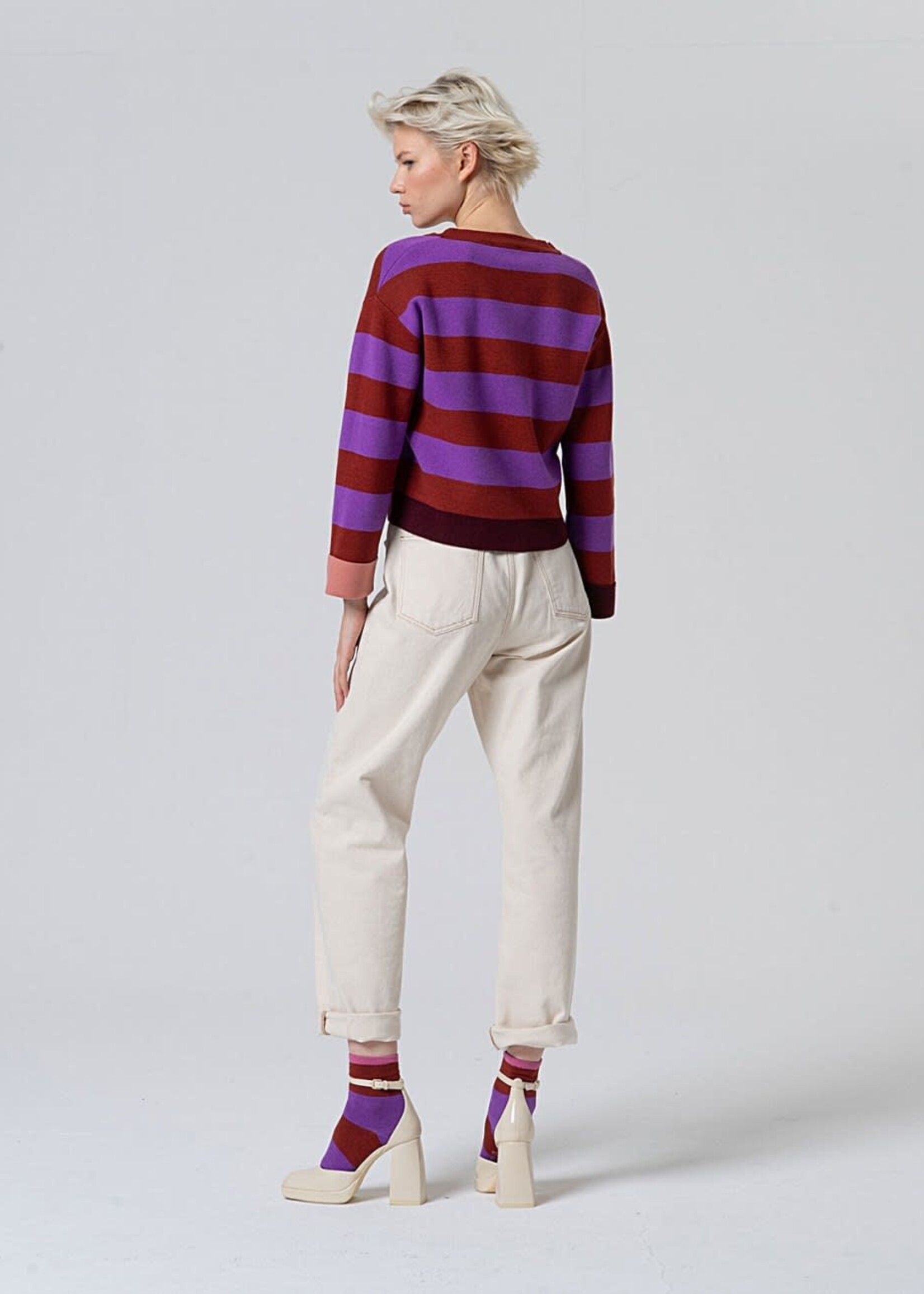 SURKANA SURKANA V NECK CARDIGAN PURPLE