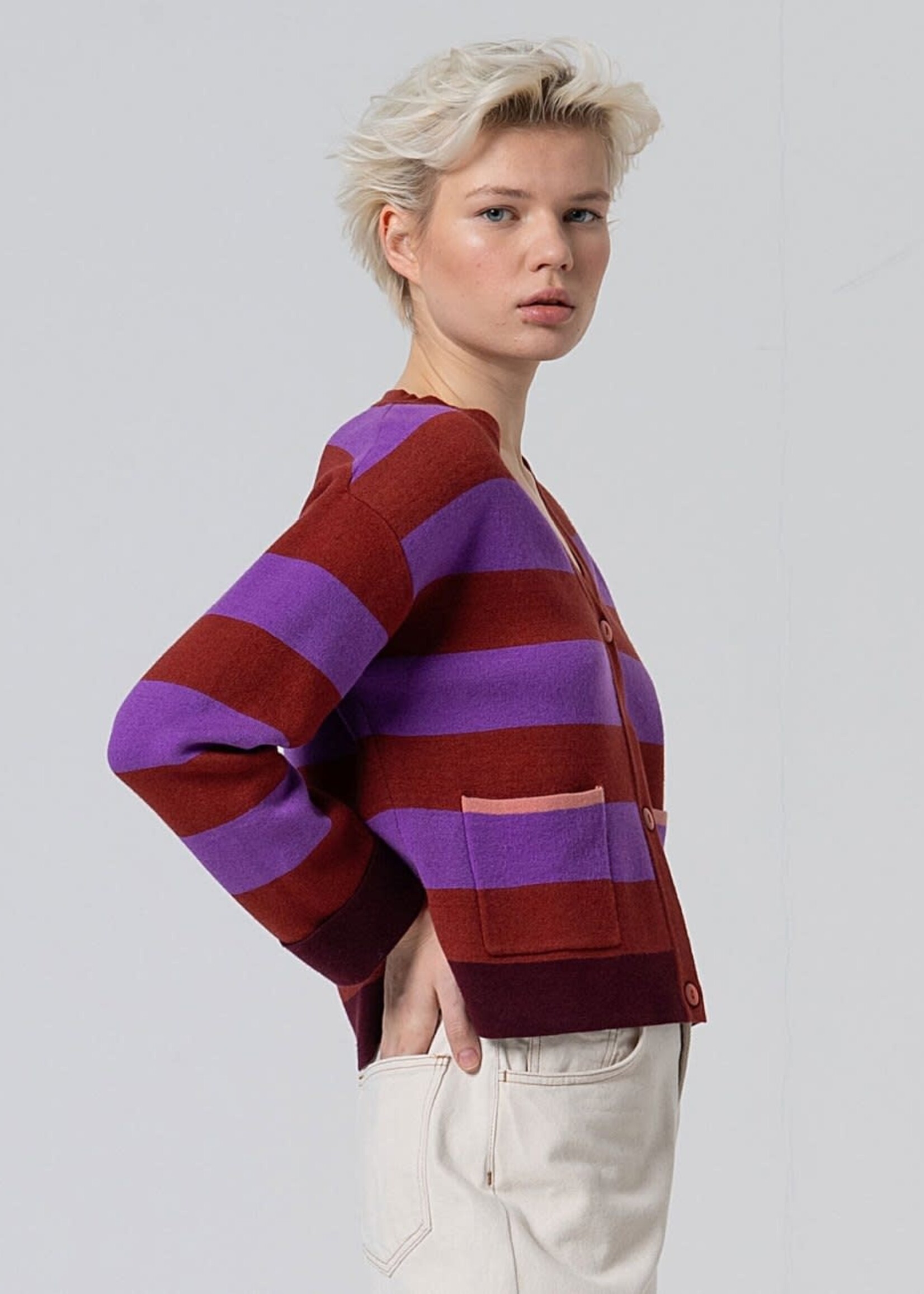 SURKANA SURKANA V NECK CARDIGAN PURPLE