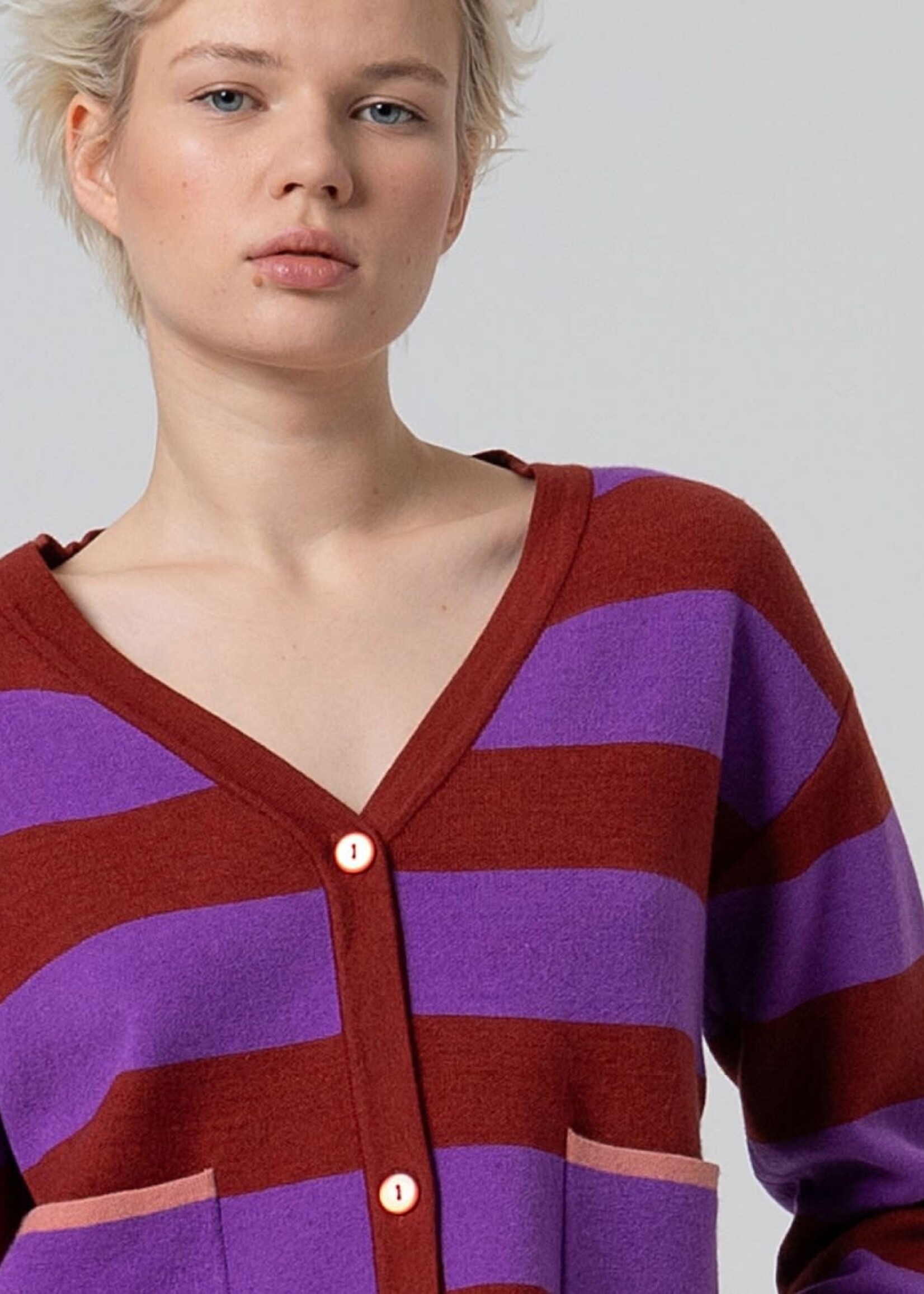 SURKANA SURKANA V NECK CARDIGAN PURPLE