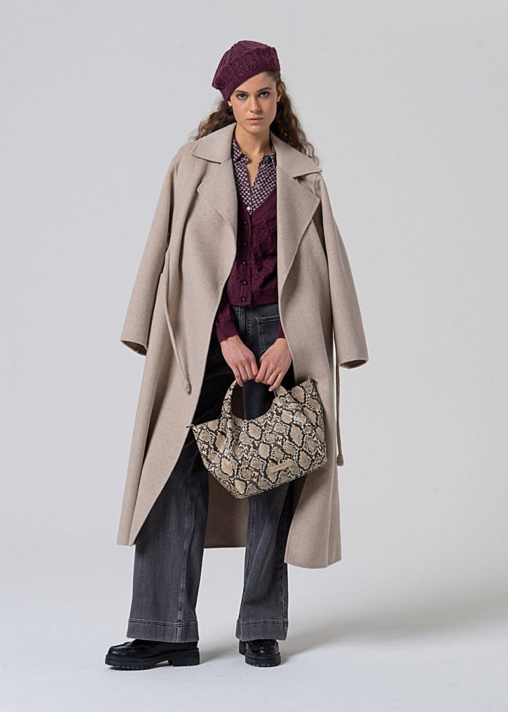 SURKANA SURKANA V NECK CARDIGAN WITH FANTASY KNIT BORDEAUX