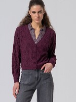 SURKANA SURKANA V NECK CARDIGAN WITH FANTASY KNIT BORDEAUX
