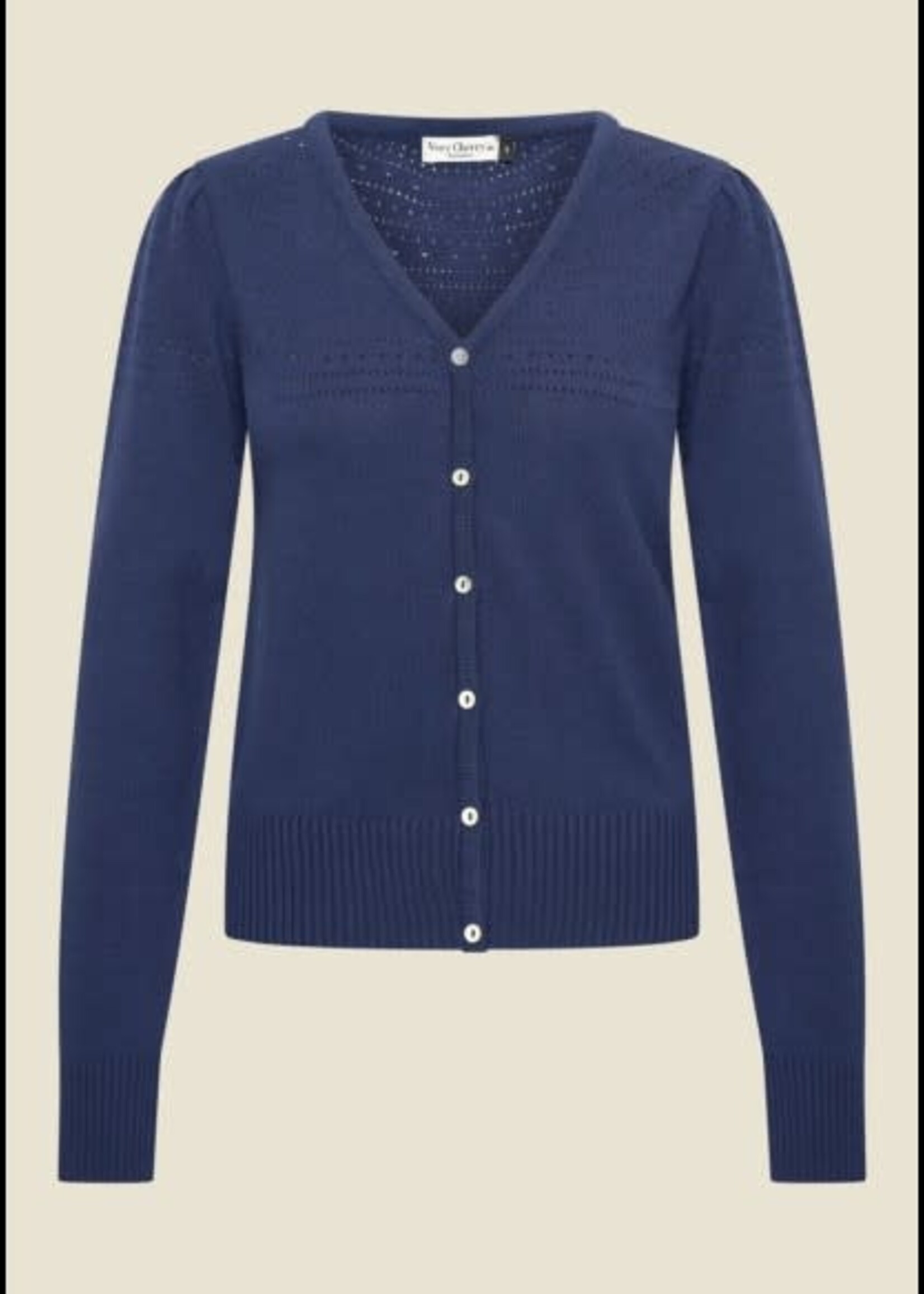 VERY CHERRY VERY CHERRY LUCIA V NECK CARDIGAN MARINE