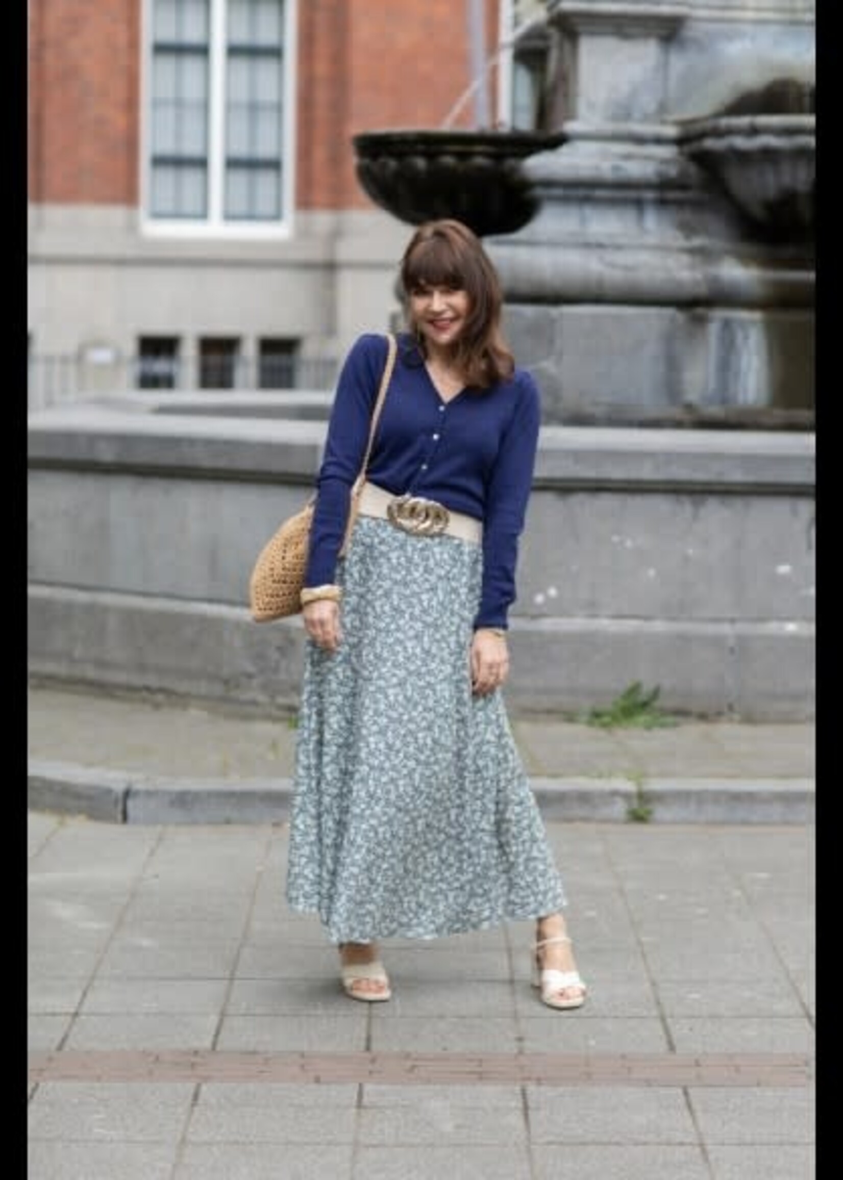 VERY CHERRY VERY CHERRY LUCIA V NECK CARDIGAN MARINE