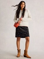 WHITE STUFF WHITE STUFF TIA EMBROIDERED CORD SKIRT GREY MULTI