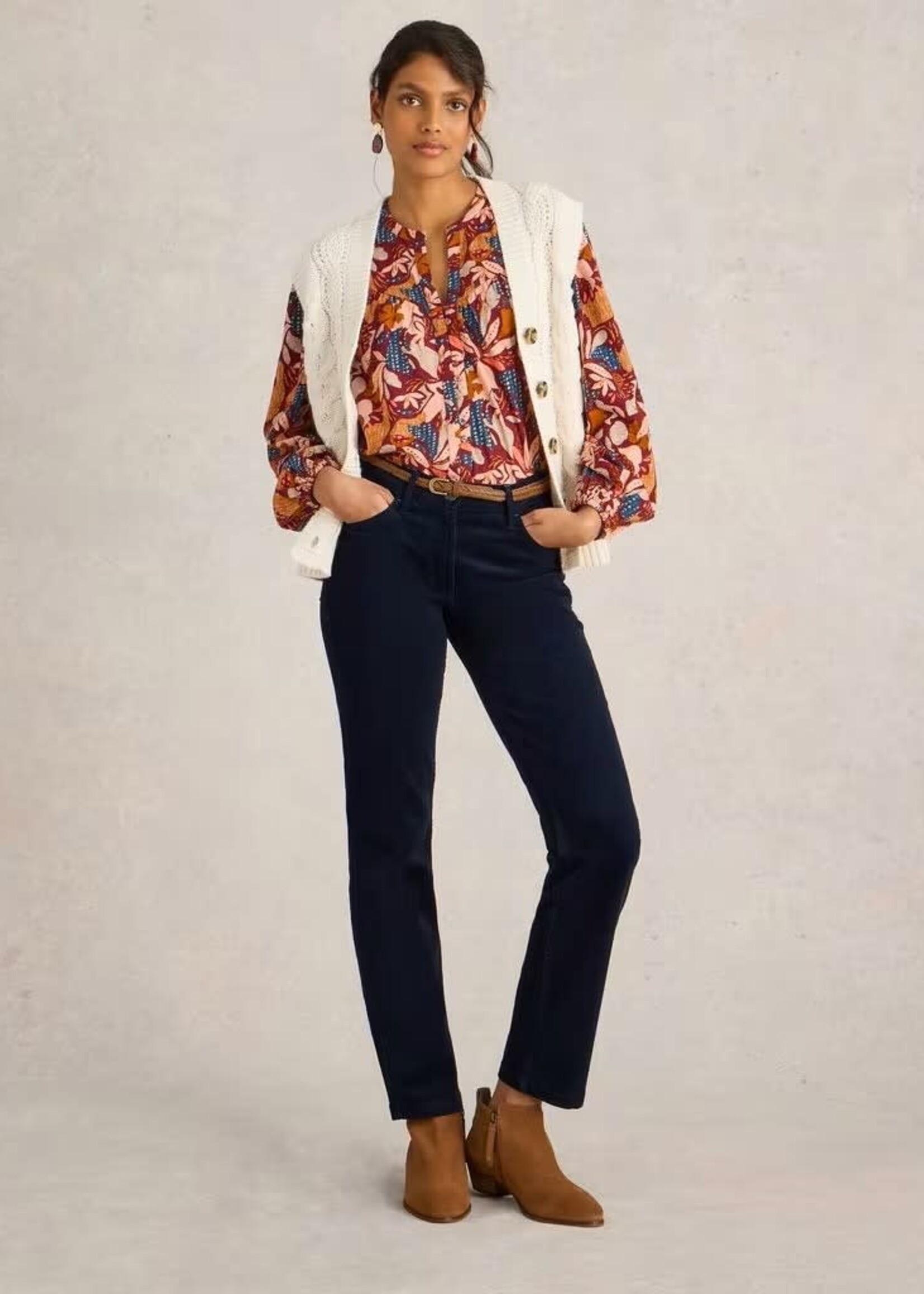 WHITE STUFF WHITE STUFF BROOKE STRAIGHT CORD TROUSER DARK NAVY