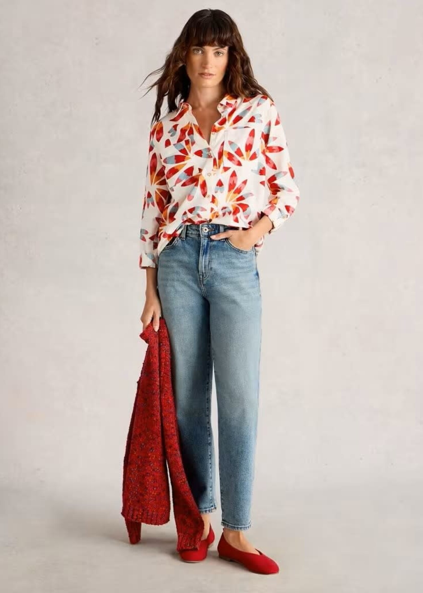 WHITE STUFF WHITE STUFF SOPHIE OC SHIRT IVORY PRINT