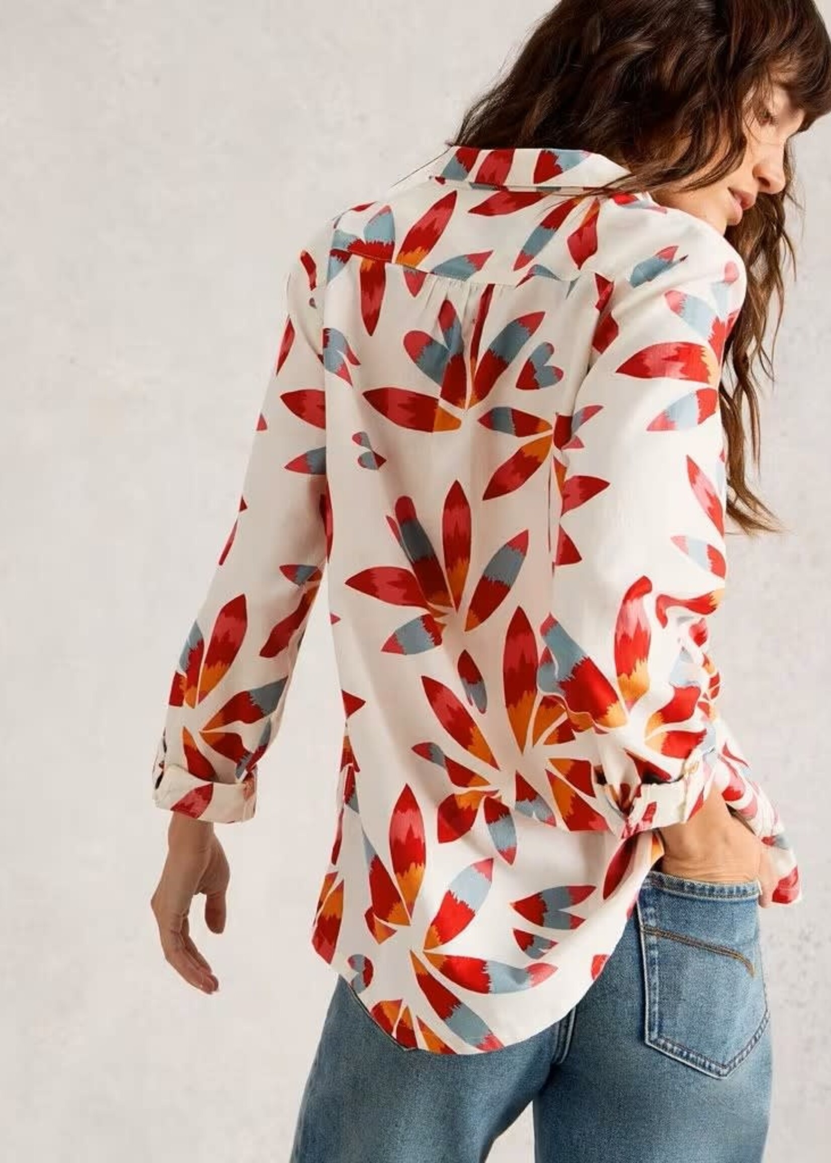 WHITE STUFF WHITE STUFF SOPHIE OC SHIRT IVORY PRINT