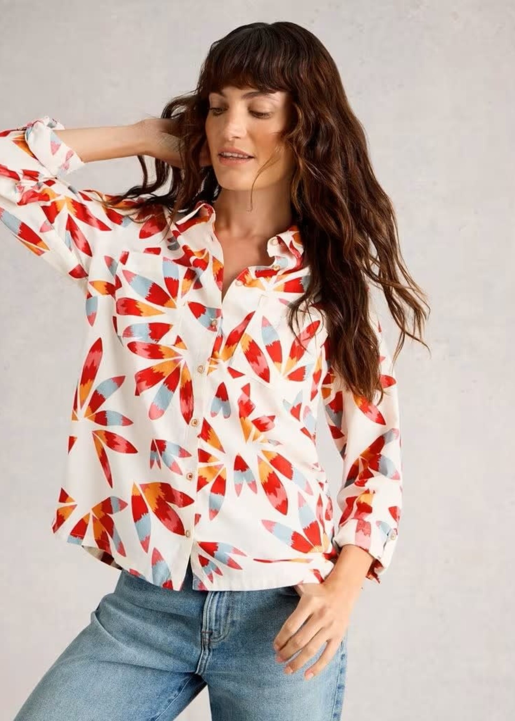 WHITE STUFF WHITE STUFF SOPHIE OC SHIRT IVORY PRINT