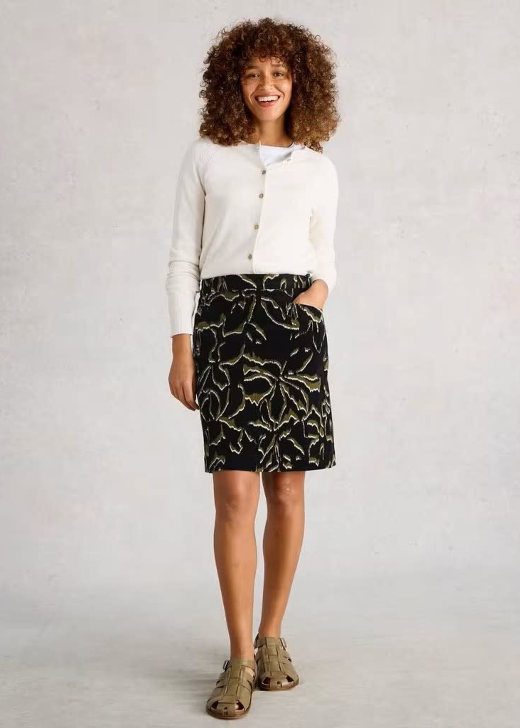 WHITE STUFF WHITE STUFF CORAL CORD SKIRT BLACK PRINT