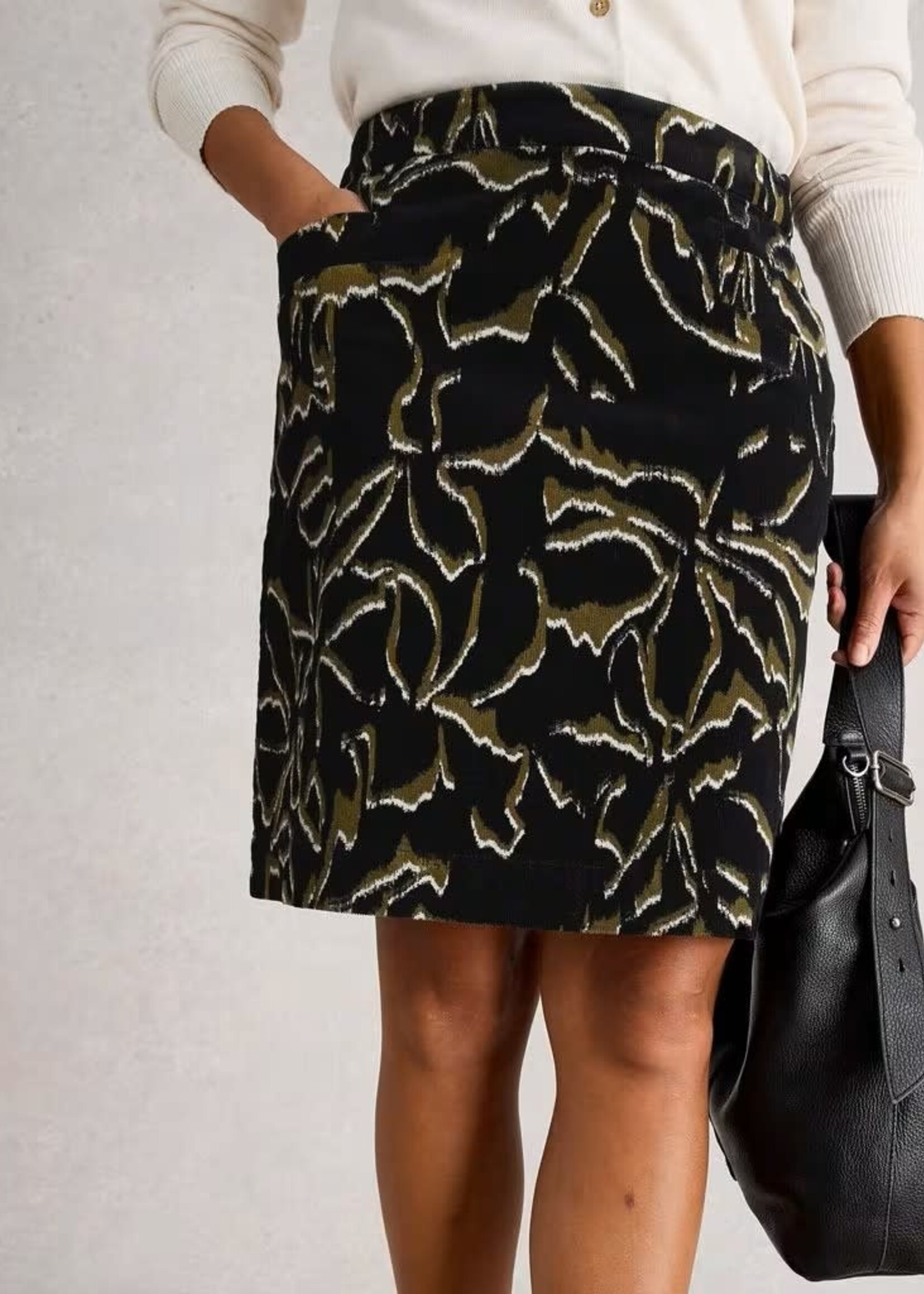 WHITE STUFF WHITE STUFF CORAL CORD SKIRT BLACK PRINT