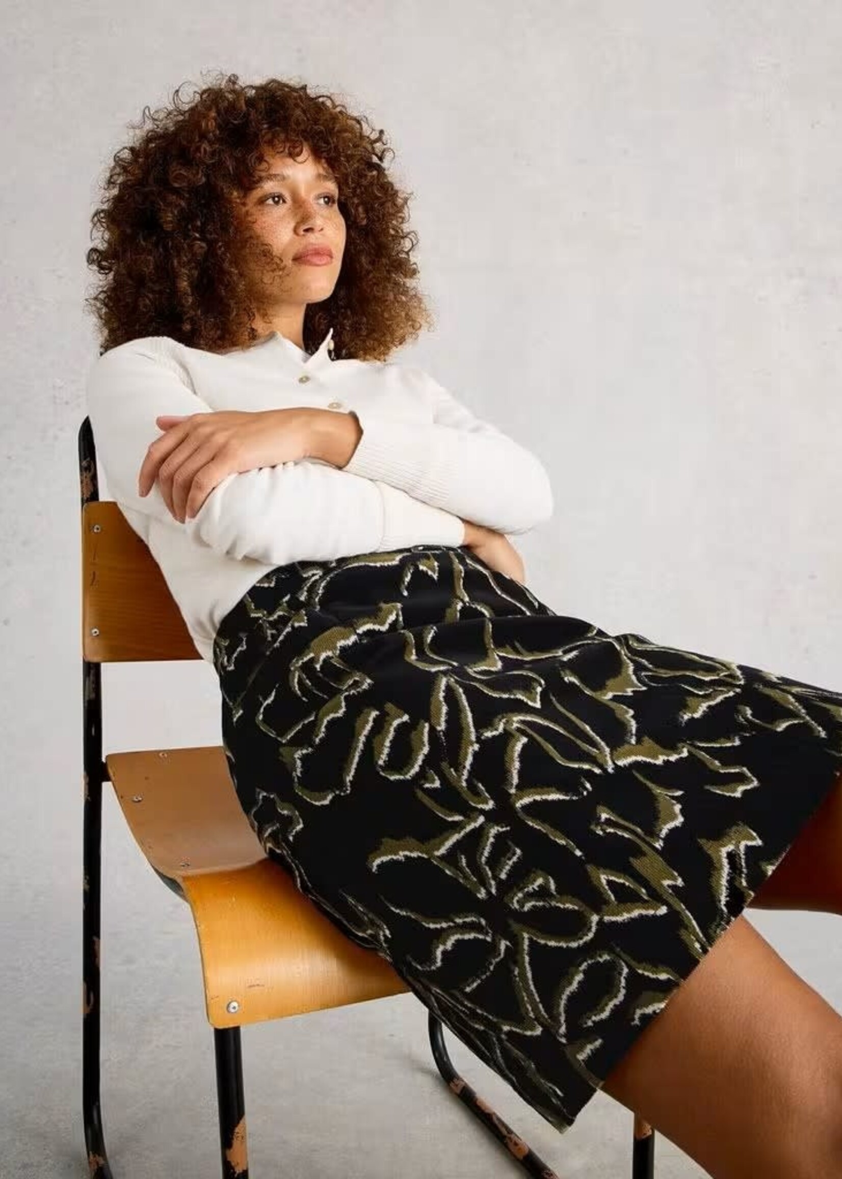 WHITE STUFF WHITE STUFF CORAL CORD SKIRT BLACK PRINT