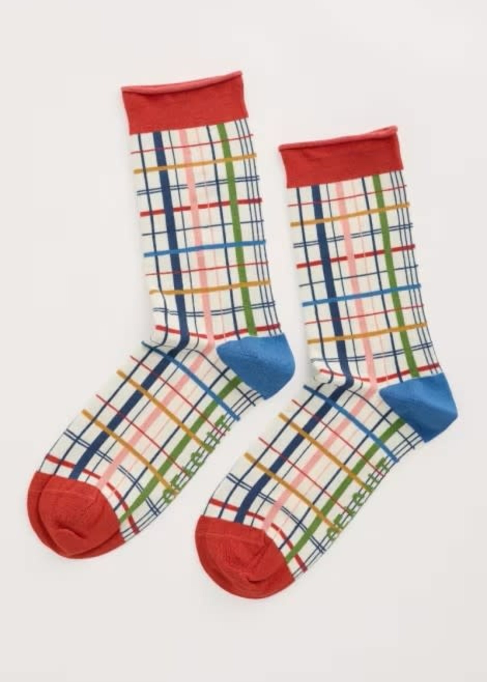 SEASALT CORNWALL SEASALT ARTY BAMBOO SOCKS SKETCHED CHECK MIX