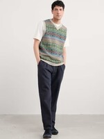 SEASALT CORNWALL SEASALT MEN’S KITTO FAIR ISLE VEST TWIGS KINGFISHER