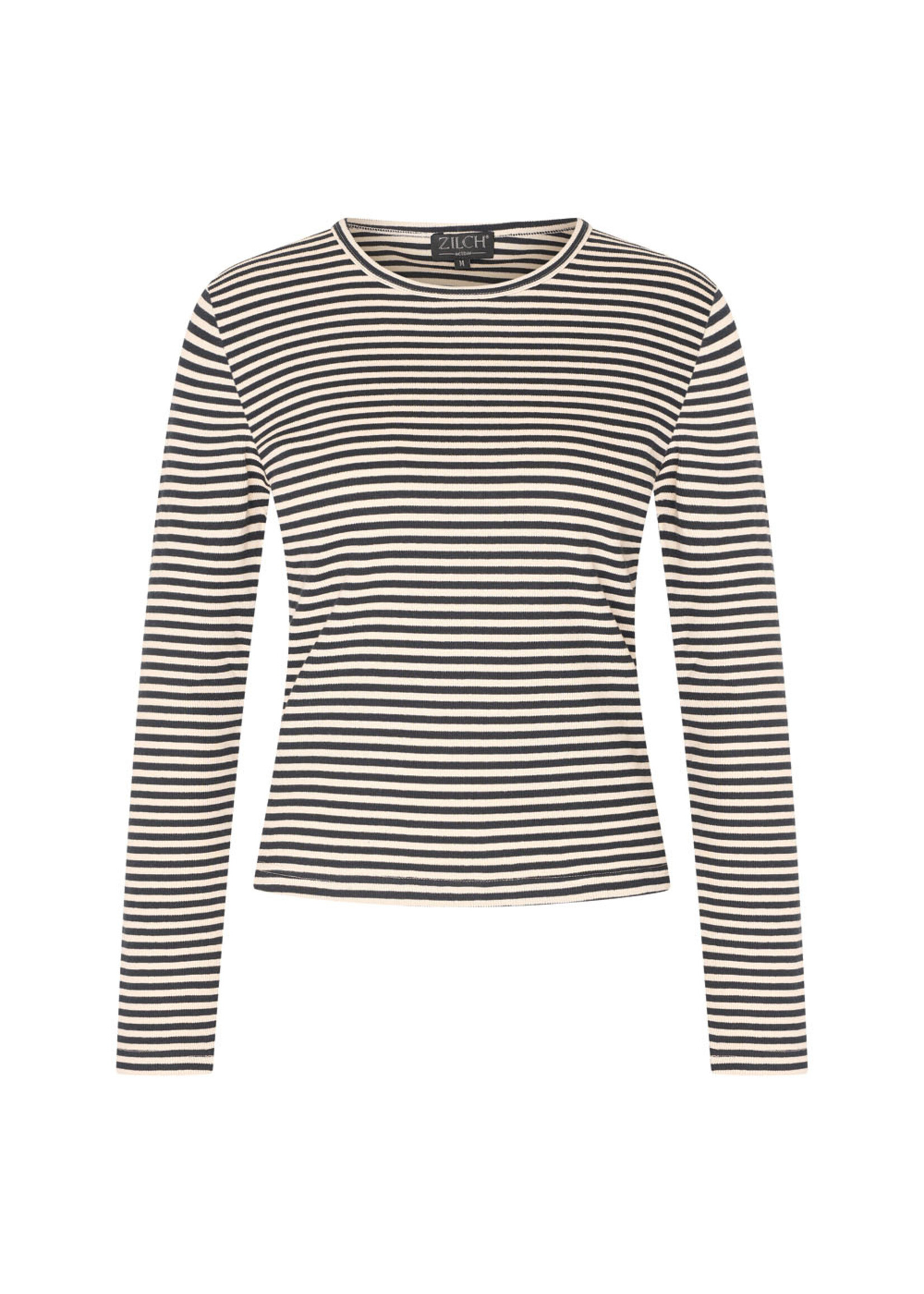 ZILCH ZILCH TOP ROUND NECK STRIPE TONE BLACK